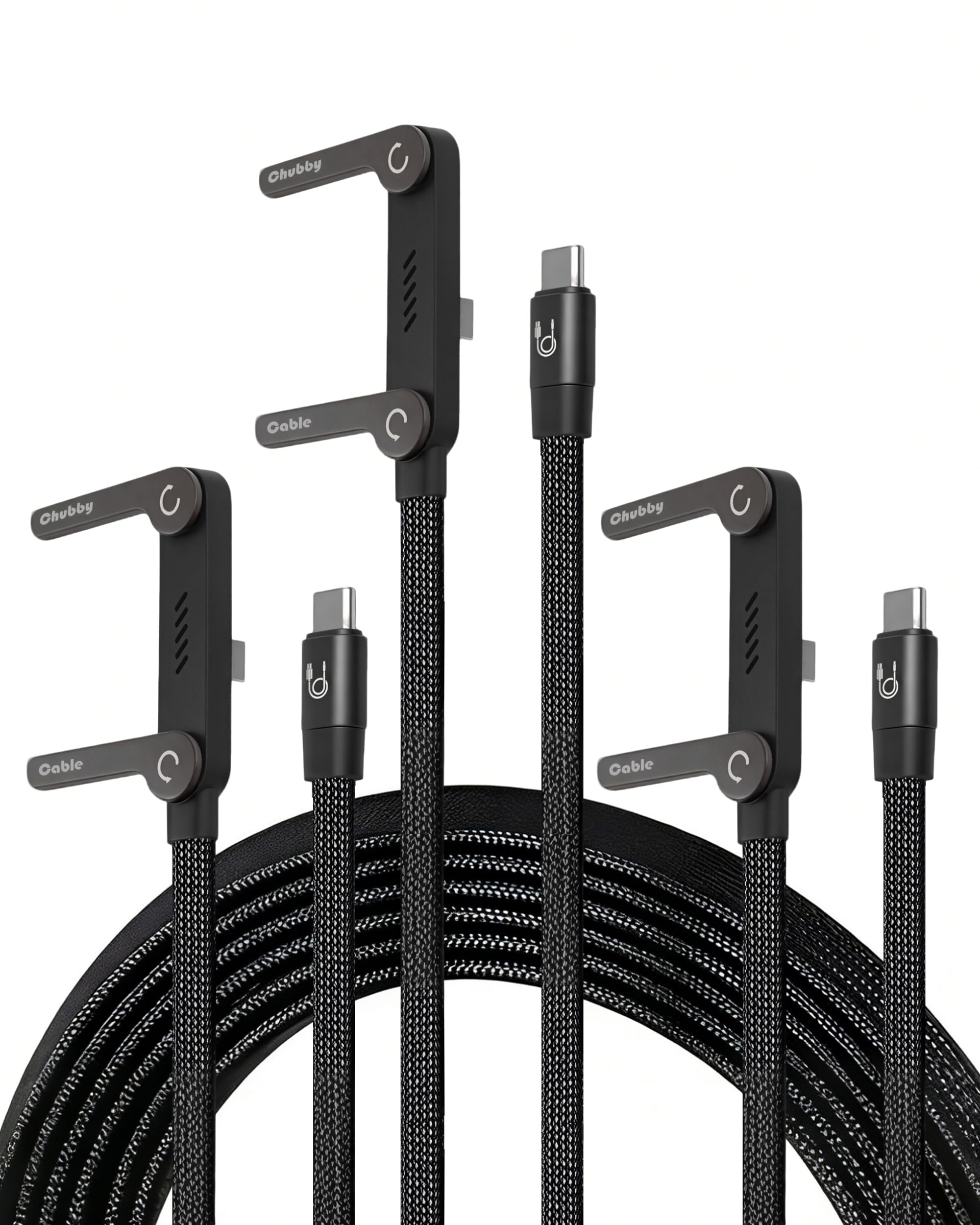 chubbycable StandLite - Cavo di ricarica rapida intrecciato da 240 W con supporto per telefono integrato, a forma di T, pieghevole, durevole, cavo USB-C a 90 gradi, cavo di ricarica multifunzione ad
