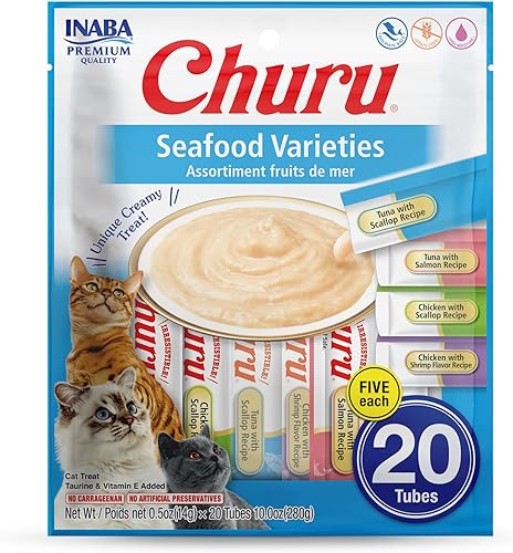 Miniatura 1 de INABA Churu Bocadillos para gatos, puré cremoso para gatos, sin cereales, que se puede lamer y exprimir, suplemento con vitamina E y taurina, 0.5