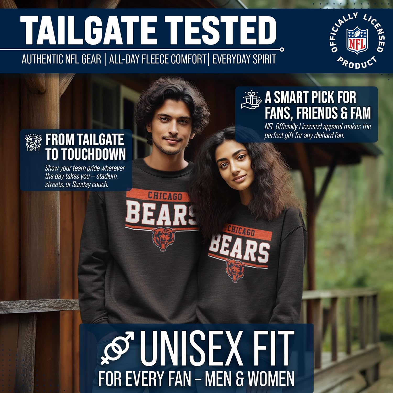 Team Fan Apparel NFL Adult Long Sleeve Team Block Charcoal Crewneck Sweatshirt - Stay Warm & Represent Your Team With Style - Image 5