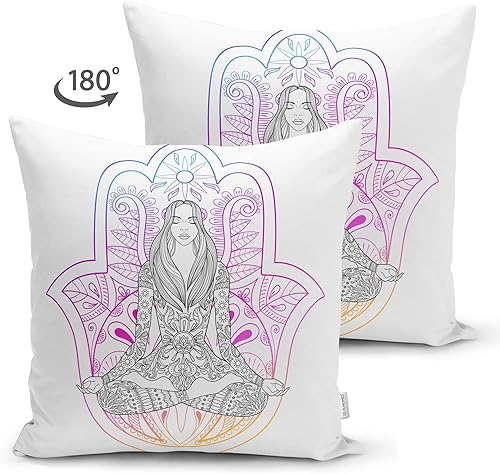 Miniatura 6 de Fatima's Hand Art Deco Square Throw Pillow Covers - Spiritual Home Decorative Pillowcase - Yoga Housewarming Gift Cushion Covers - White Purple