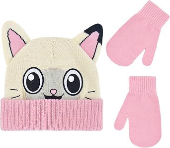 DreamWorks Gabbys Dollhouse Kids Beanie Hat and Gloves Set