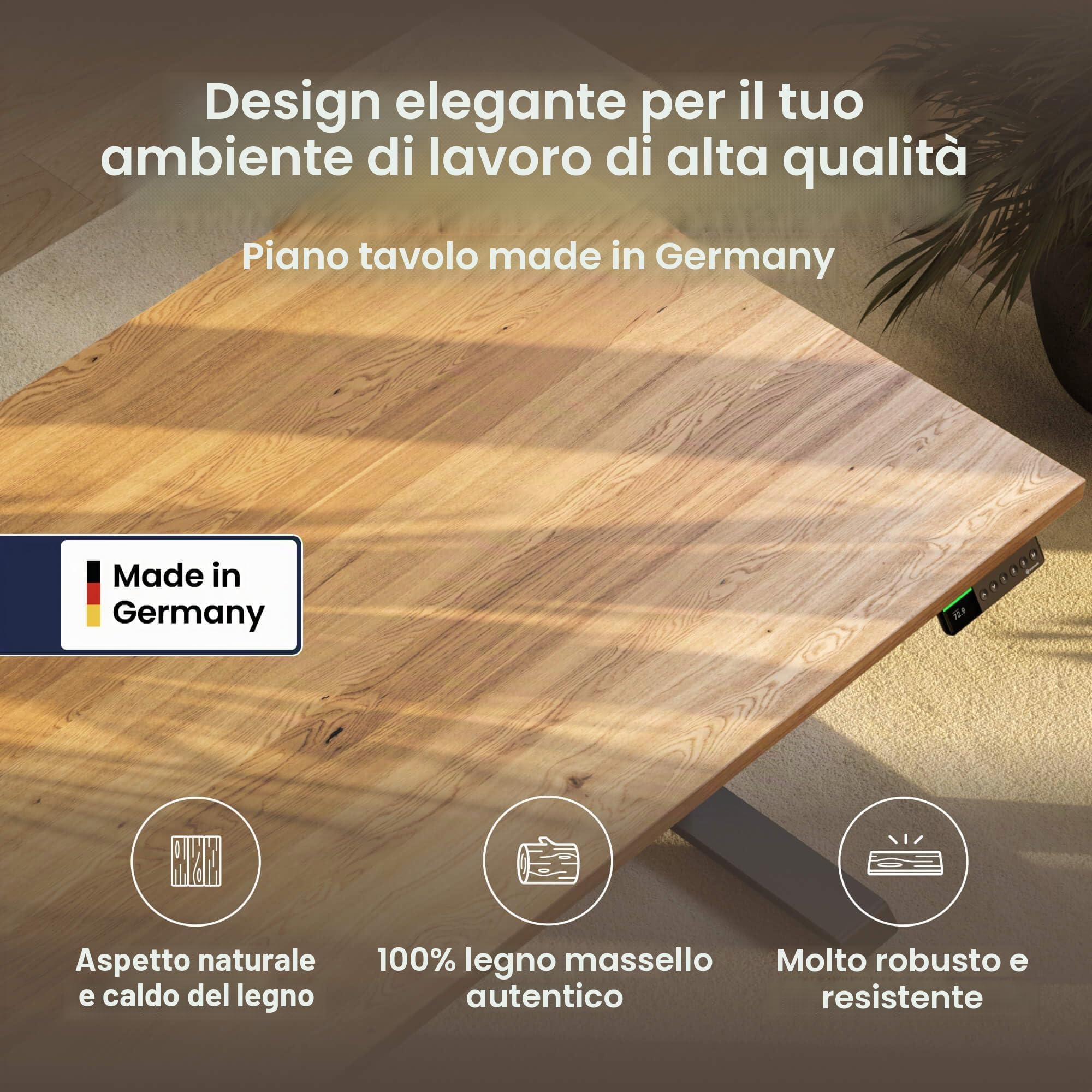 Ergotopia Desktopia Pro X Scrivania Elettrica con Altezza Regolabile con Garanzia di 7 Anni, Scrivania Ergonomica con 9 Posizioni Memorizzate (Piano: Rovere Massiccio, Struttura: Nero, 160 x 80 cm)
