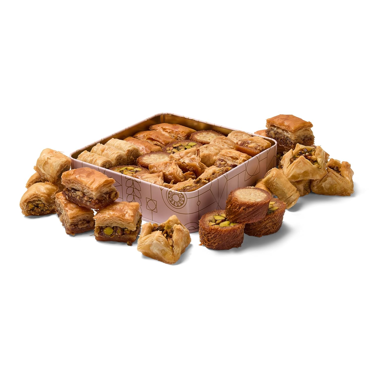 Sweet Land Regular Baklava Selection – Gift Tin | Handmade Lebanese Baklava Assortment with Pistachio, Almond & Cashew | Traditional Middle Eastern Sweets | Ideal for Ramadan, Eid, Easter & Mother’s Day (1.1lb (500g))