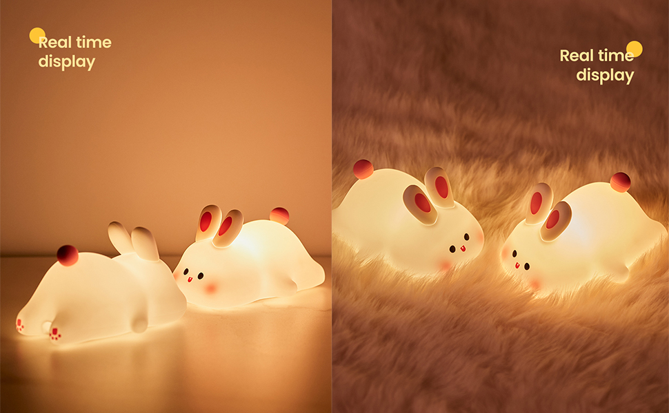 Image of Bunny Night Light, Cute Silicone Rabbit Lamp, Dimmable LED Nursery Nightlight, Rechargeable Touch Control with Timer, Kids Bedroom Baby Lamp Easter Gift (Rabbit Lamp)