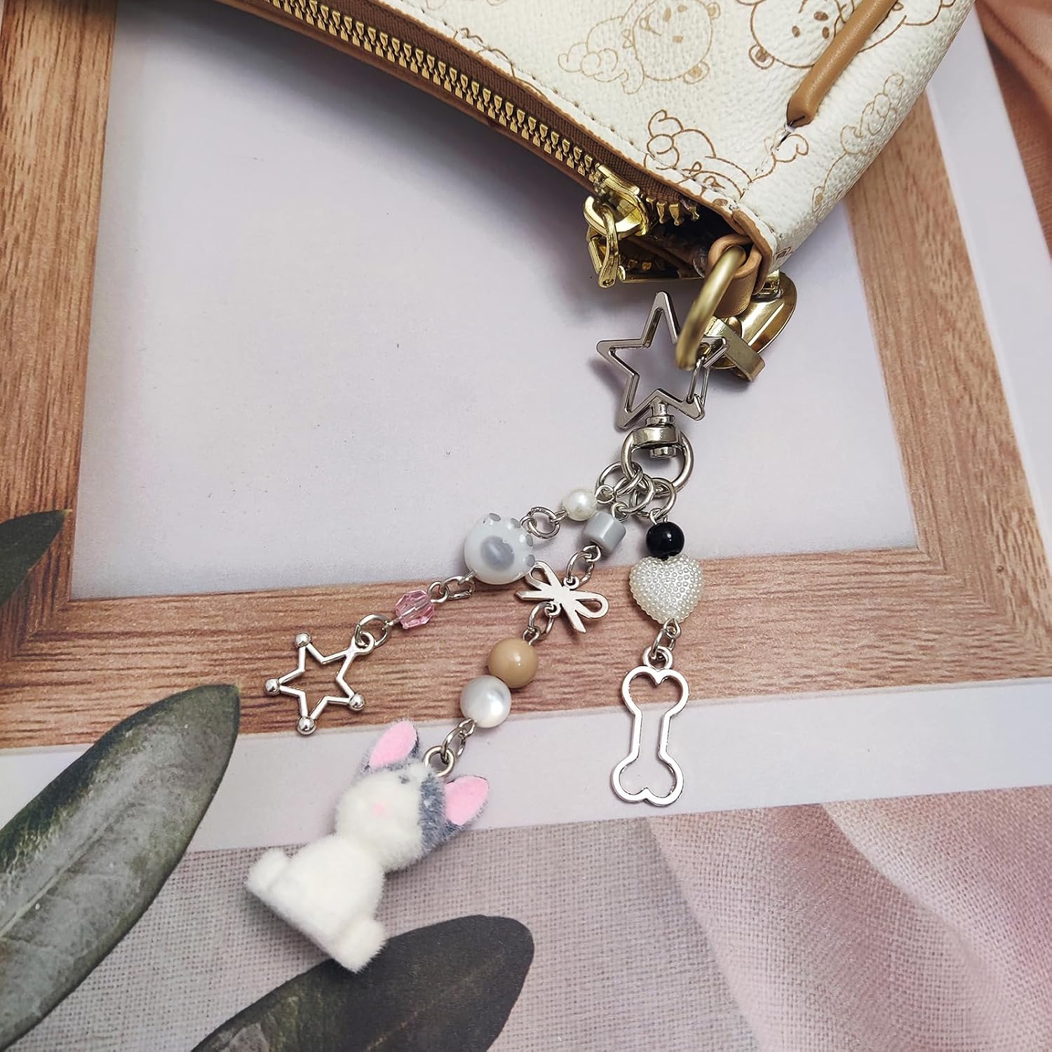 Cute Dog Keychain Fuzzy Dog Puppy Decor Keychain Aesthetic Y2K Bag Charms Stylish Dog Pendant Keychains Accessories image 4