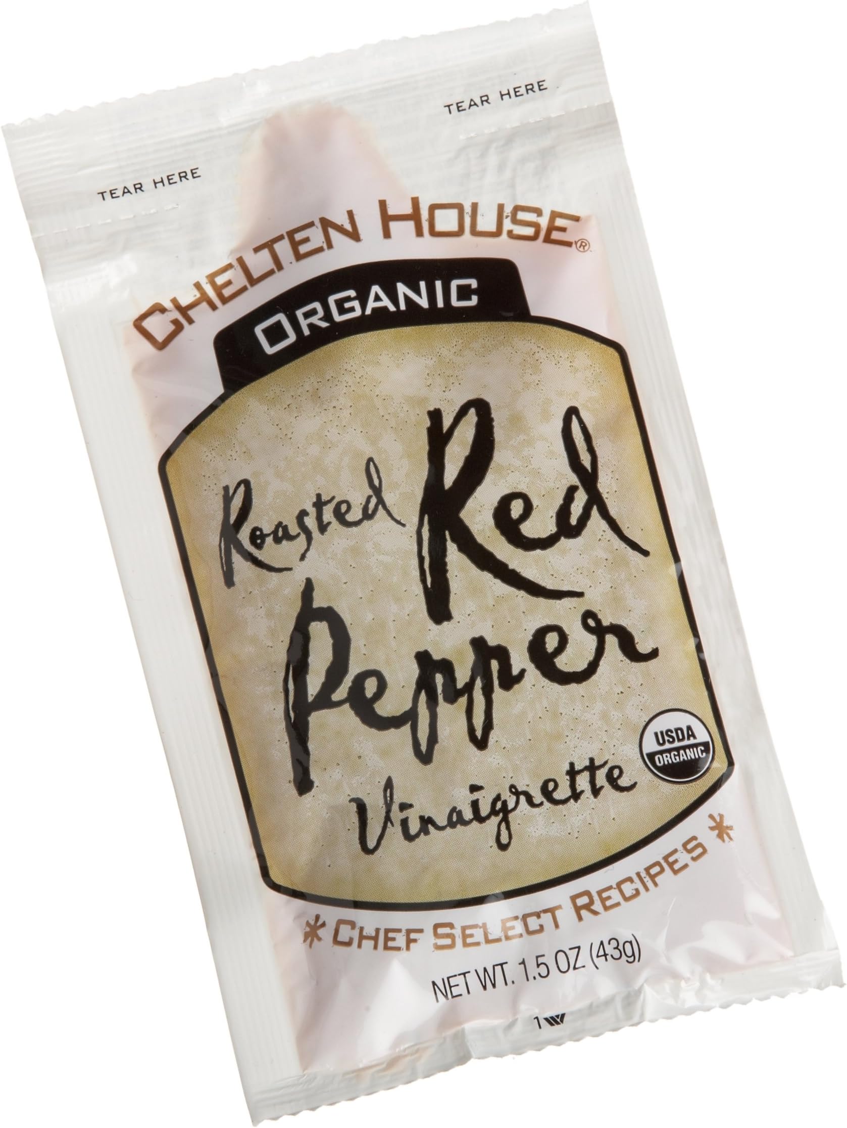 Chelten House Organic Roasted Red Pepper Vinaigrette, 1.5-Ounce Single Serve Pouches (Pack of 60)