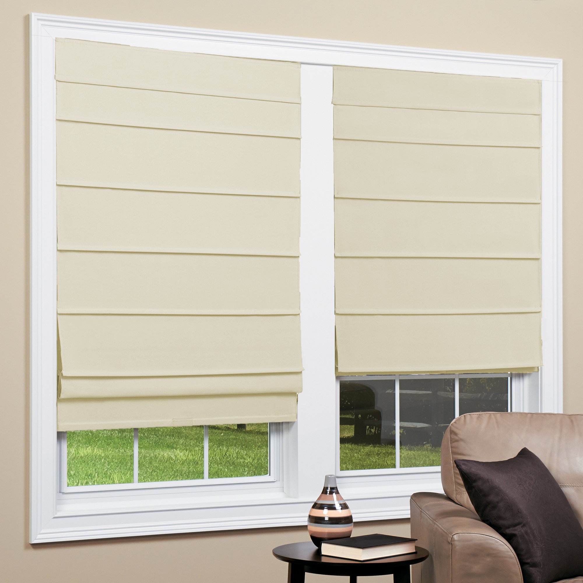 Cordless Room Darkening Fabric Roman Shade (Tan, 27x64)