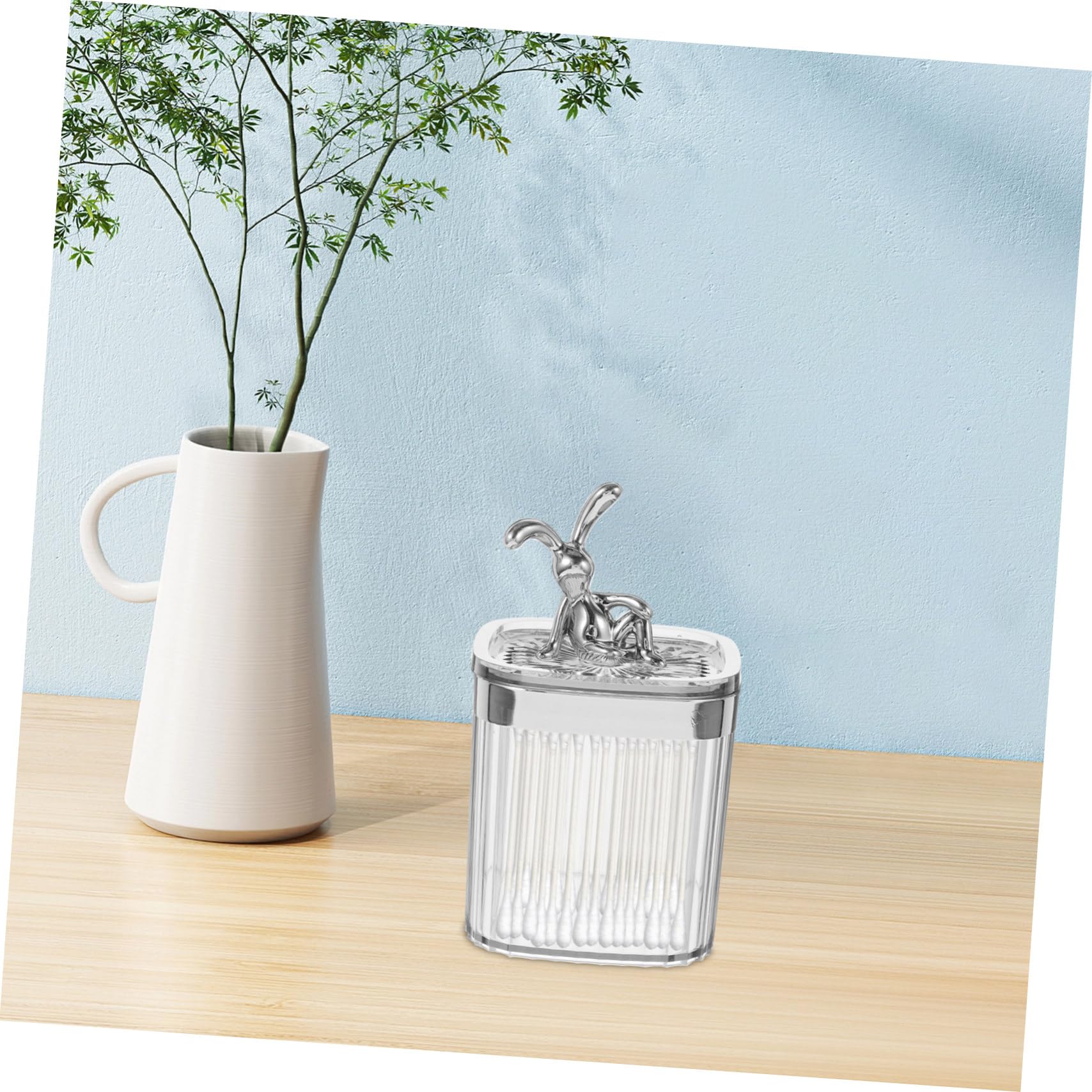 IMIKEYA 5stücke Cotton Swabs Organizer Mit Cartoon Bunny Design Transparenter Aufbewahrungsbehälter Für Wattepads Baumwollbällchen Und Kosmetikartikel Für Badezimmer Und Schminktisch