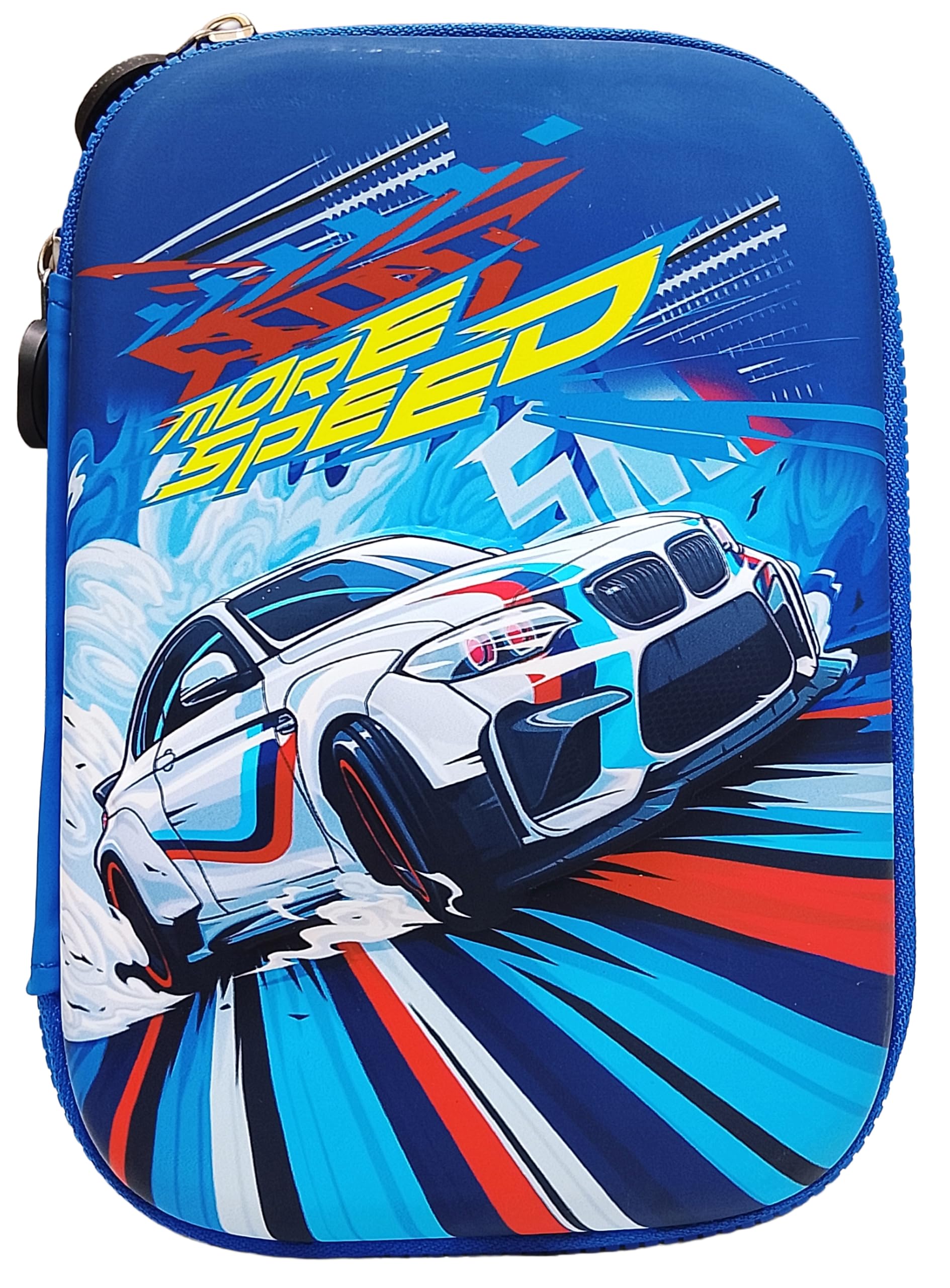 Turbo Riders 3D Sports Car Pencil Box for Boys | Hard Shell Stationery EVA Pouch for Kids | Dual Zipper Large Capacity Compass Box | Stylish Pouches for Boys-image-33