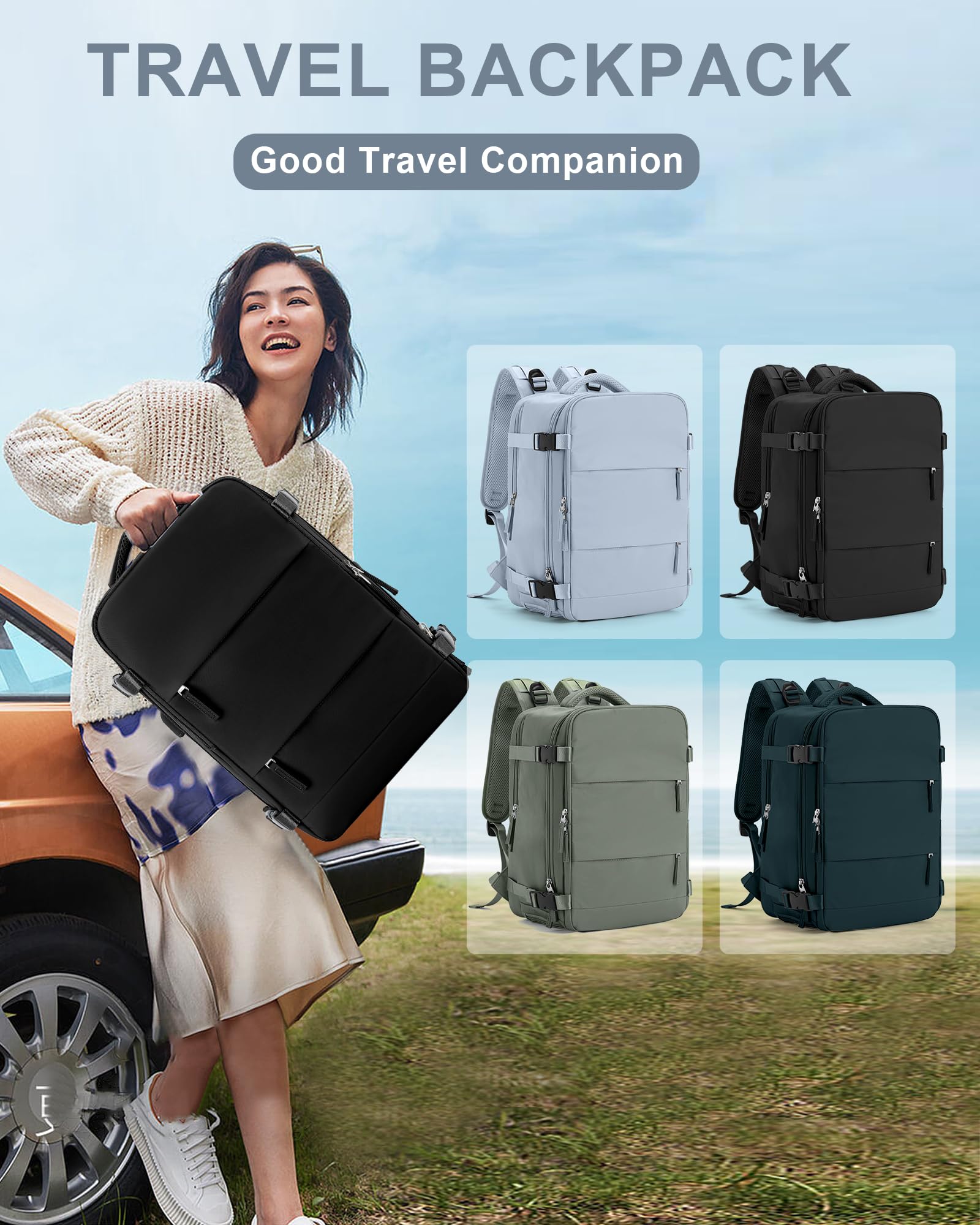 BJLFS Borse da Cabina per Ryanair 40x20x25 Bagaglio a Mano Zaino Borsa Zaino da Viaggio, Zaino da trekking,Zaino Easyjet 45x36x20,Zaino Casual per laptop da 14 pollici per scuola