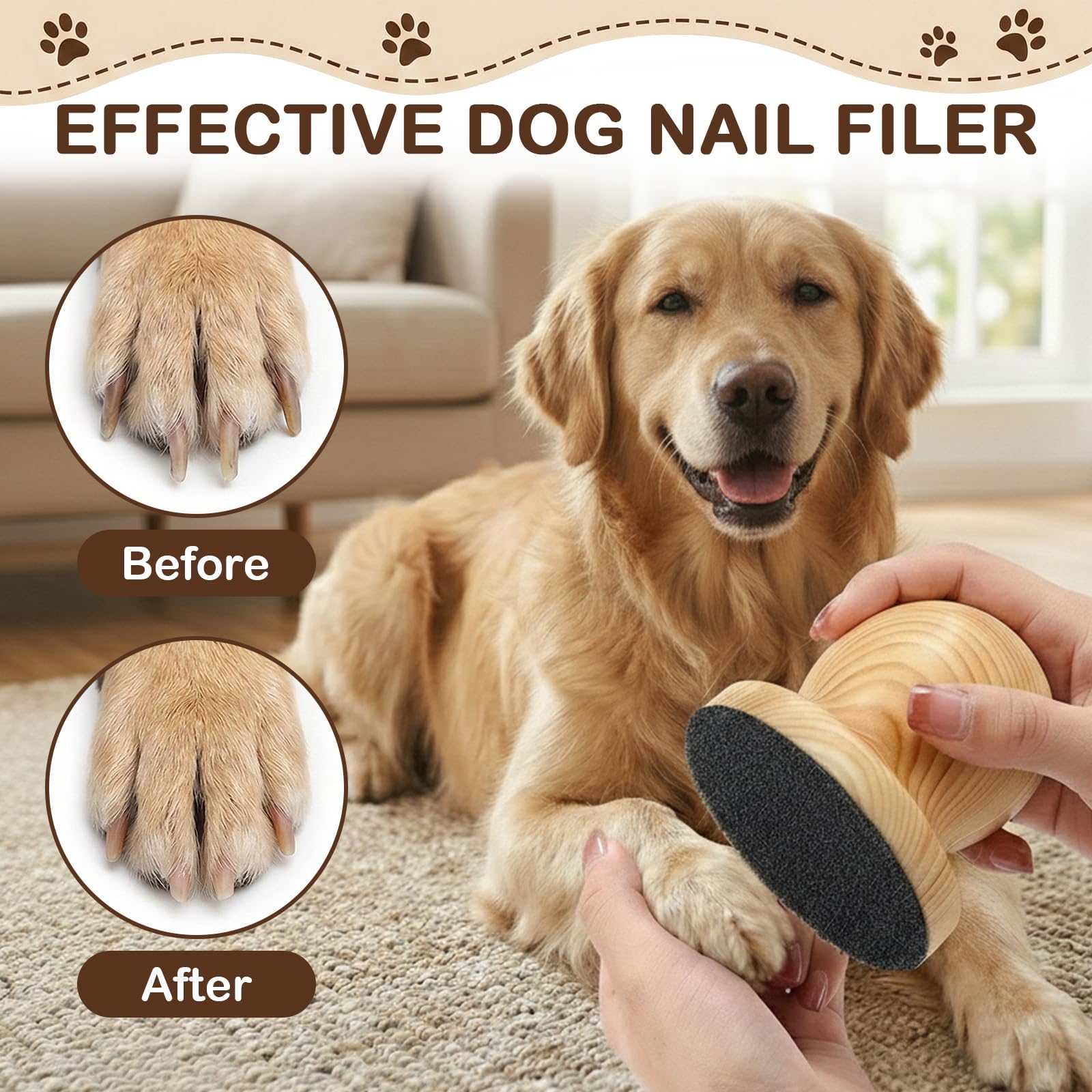 Dog Nail File, Grinder Board Scratch Pad with 4-Pack Replaceable Sandpaper Discs, Gentle Pet Nail Care Tool for Dogs and Cats - image 7