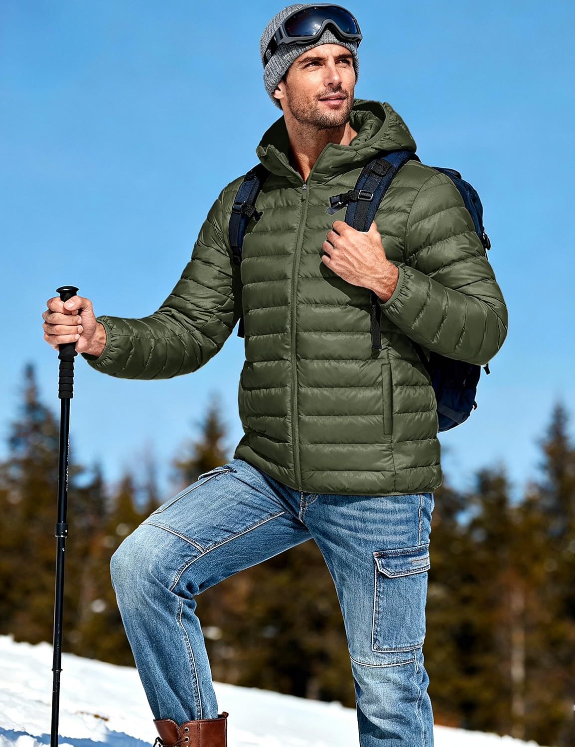 TACVASEN Men's Lightweight Puffer Jacket with Hood Water Resistant Windproof Insulated Jacket Quilted Lined Winter Coats - Image 3