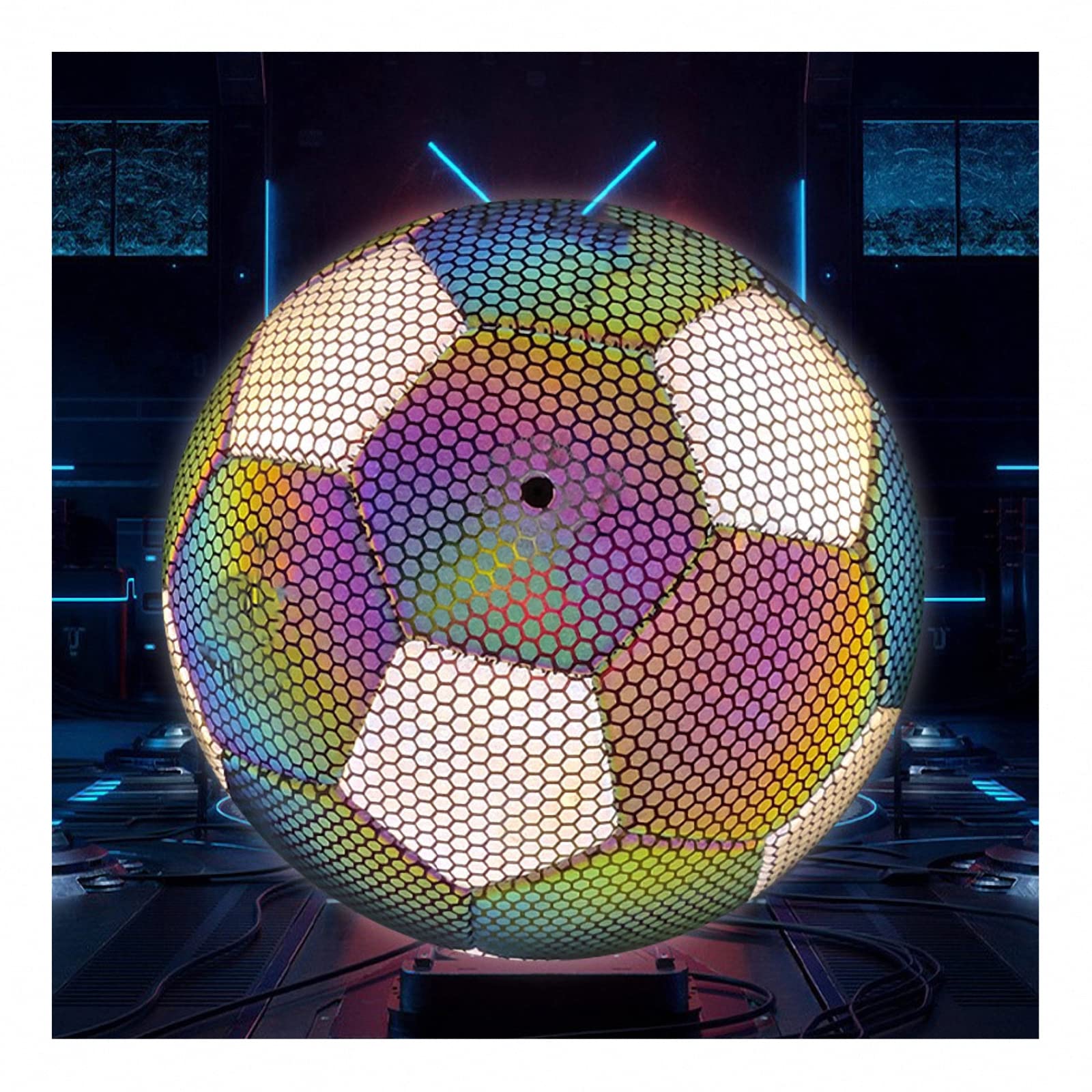 Balón de fútbol Luminoso Reflectante con Bomba,Pelota Fluorescente tamaño 5,Football Juego de Entrenamiento de Partido Nocturno Iluminado para jóvenes,Bola Brillante