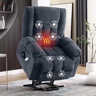 Power Lift Recliner Chair for Elderly with Vibration Massage and Lumbar Heating, Electric Lift Recliner Single Sofa with Side Pocket and USB Charge Port for Living Room