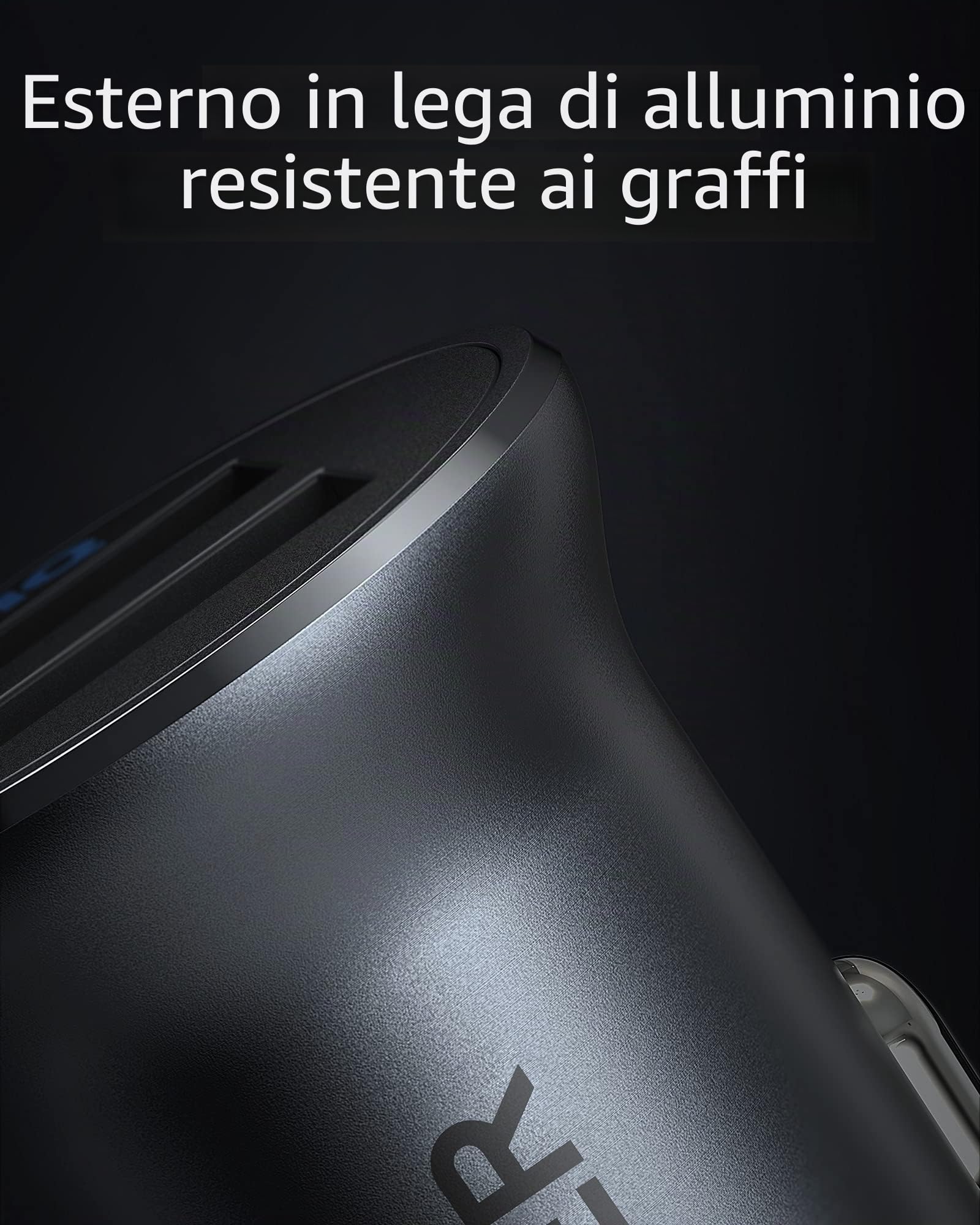 Anker Caricatore Auto Mini 24W 4.8 A Doppia USB Metallo, Adattatore Auto PowerDrive 2 Alloy Flush Fit LED Blu, per iPhone 17/16/15, iPad Pro/Air 2/Mini, Samsung Galaxy, Huawei, Xiaomi