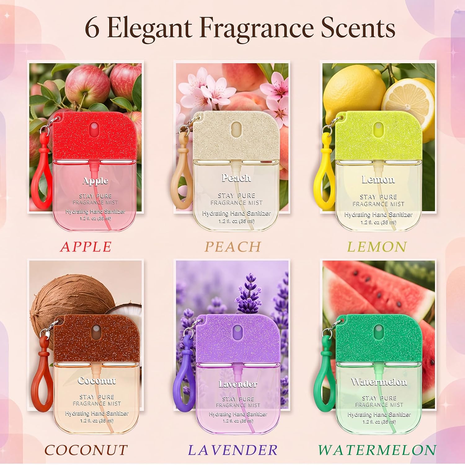 12 Pcs Hand Sanitizer Spray Travel Size with Keychain, Fragrance 2 image 4