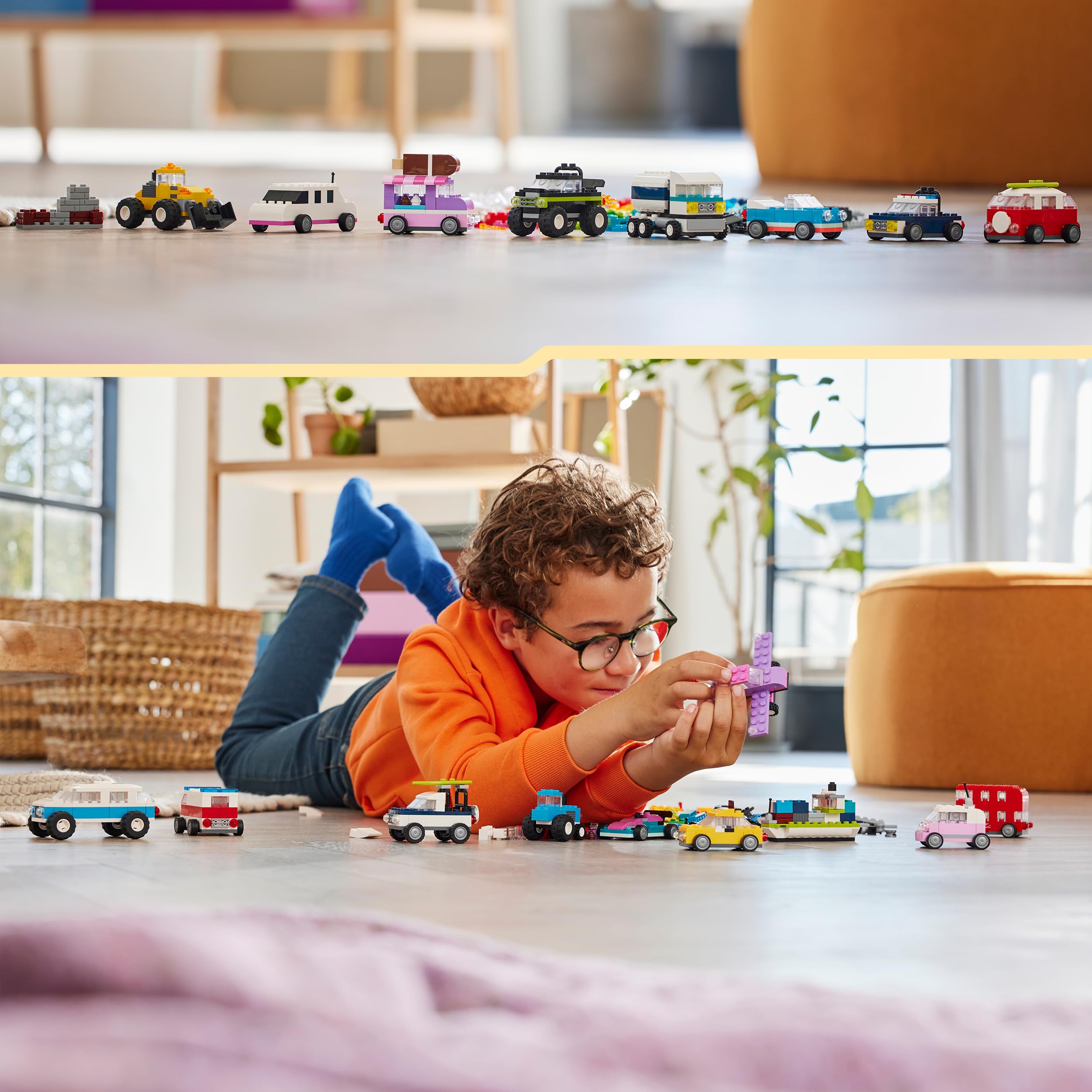 LEGO Classic Veicoli Creativi, Modellini di Auto Colorate da Costruire in Mattoncini, Set con Macchine Giocattolo per Bambini e Bambine, Ragazzi e Ragazze da 5 Anni in su 11036