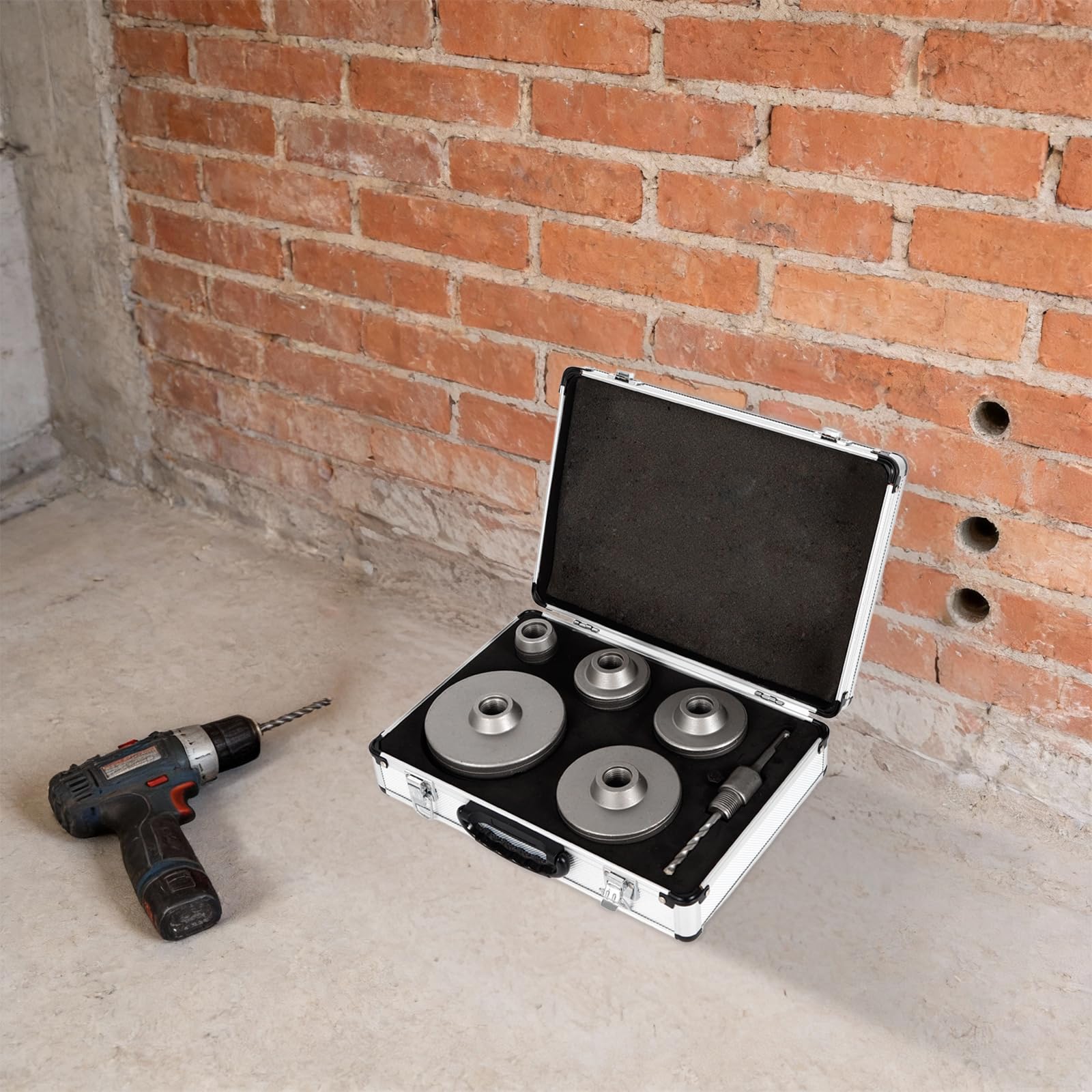 Set di punte da trapano da 68 mm e 40-120 mm, per scatola da incasso con punta di centraggio e adattatore SDS, sega a tazza in acciaio al tungsteno, per calcestruzzo, muro di mattoni, pietra cava e