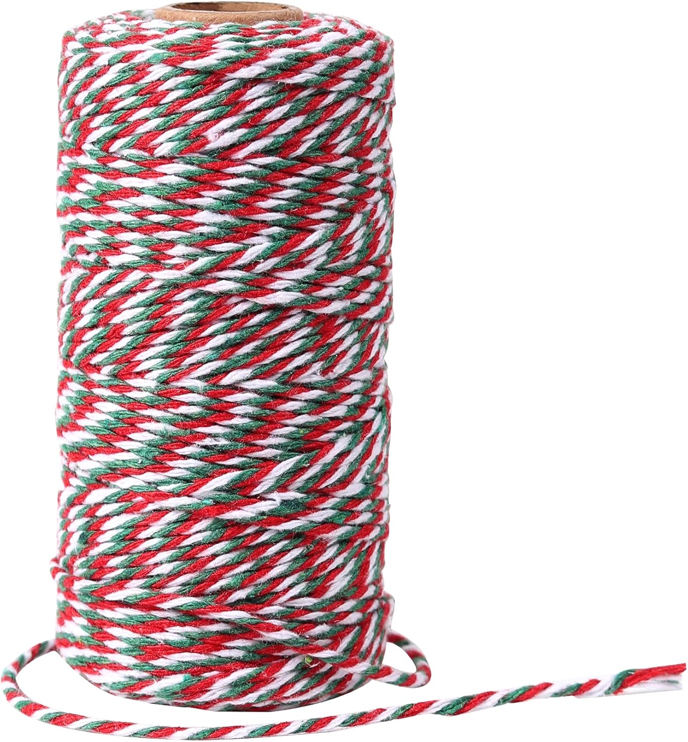 AUERVO 100M Christmas Twine, Green Red and White String Cotton Wrapping