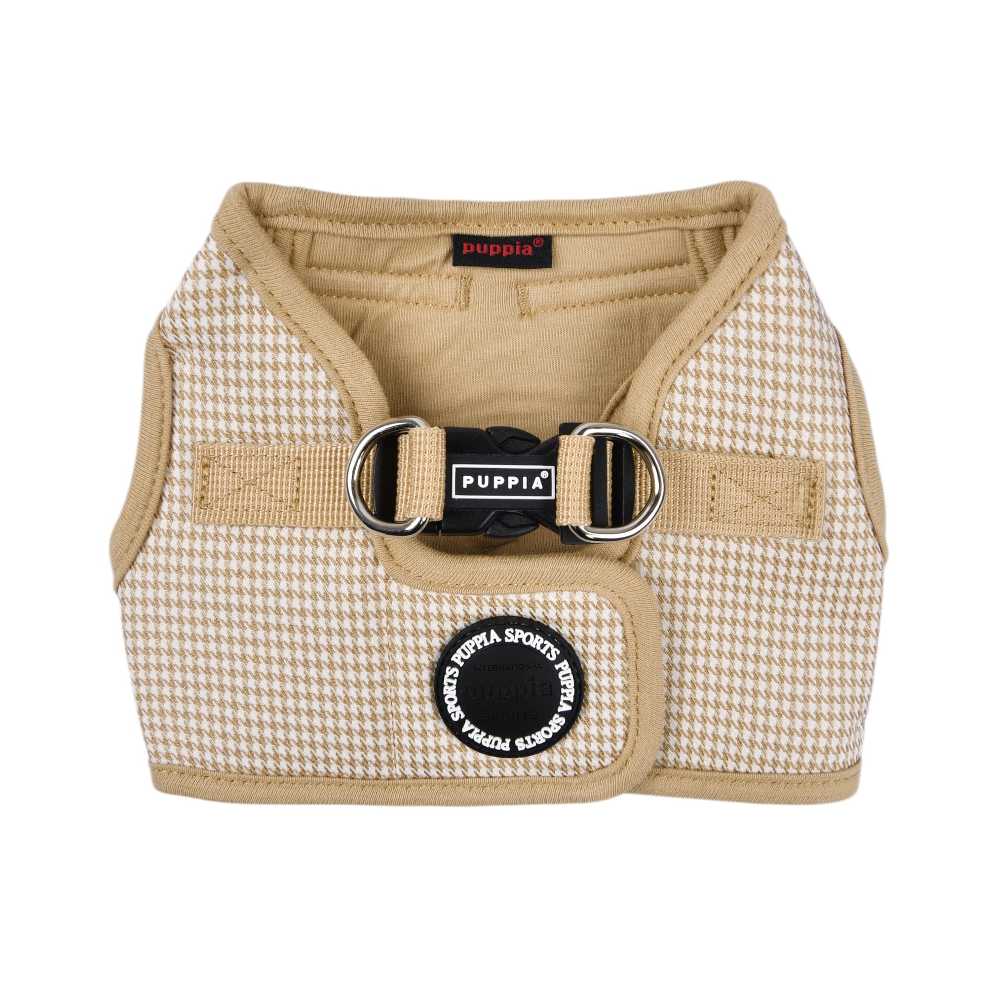Puppia Amatus Dog Vest Harness B (Step-in) Fashionable Houndstooth Pattern Spring Summer Harness for Small and Medium Dogs, Beige, Large