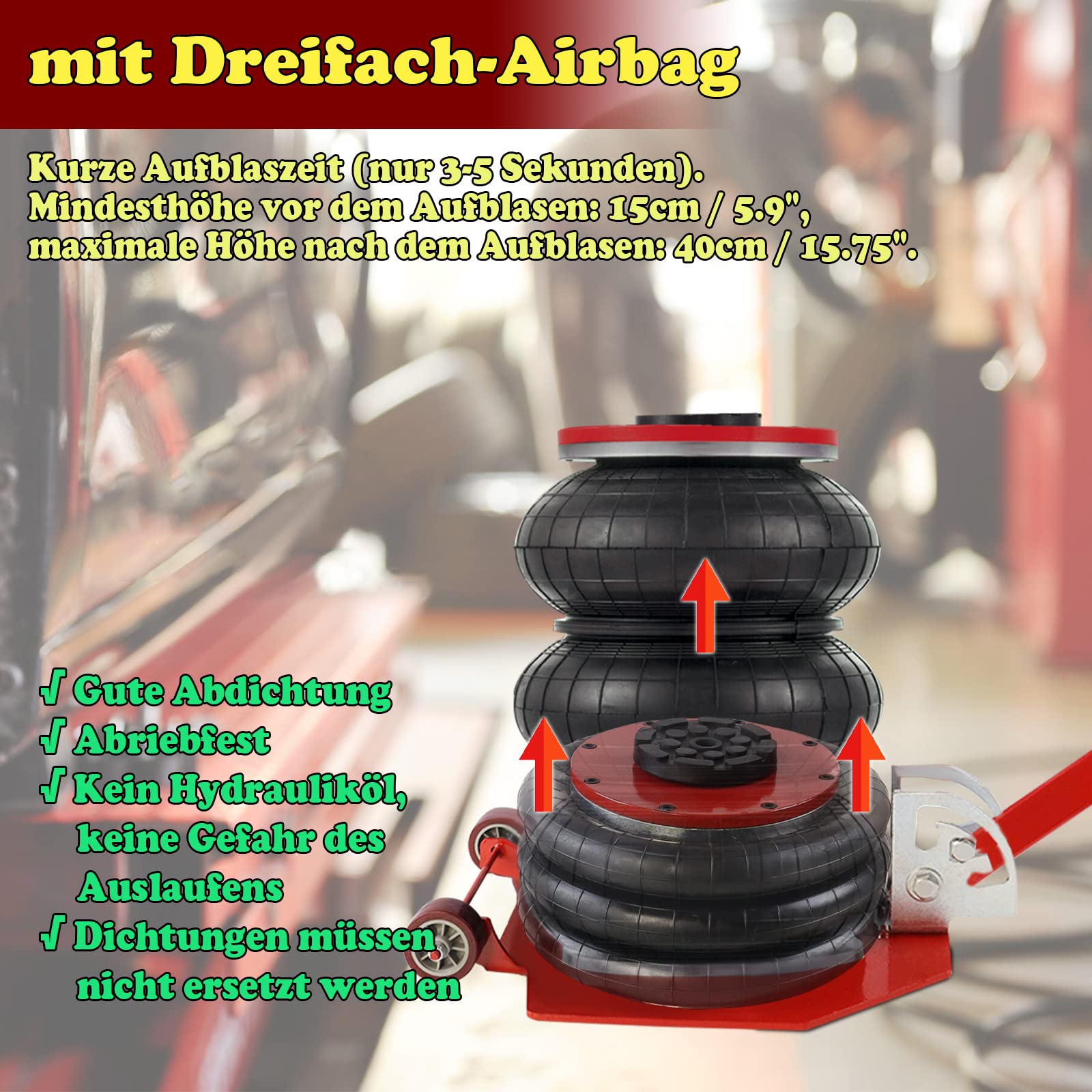 Luftkissen Air Jack Wagenheber Pneumatisch Druckluft Hebebühne Luftringe PKW LKW | DE Luftkissen Air Jack Wagenheber Pneumatisch Druckluft Hebebühne Luftringe PKW LKW | DE