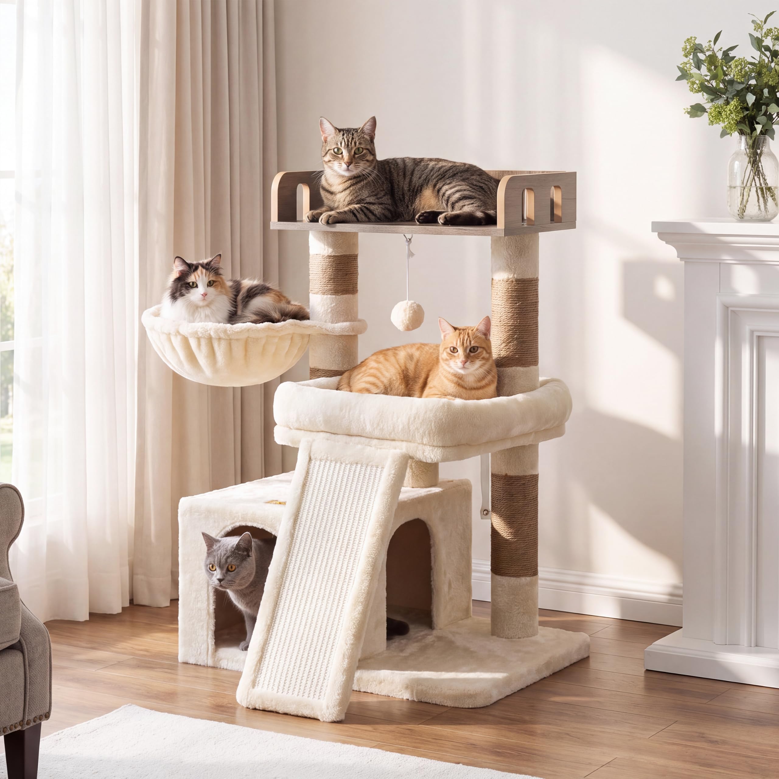 Heybly Cat Tree, Multi-Season Stable Cat Activity Tower, HCT207SMJ