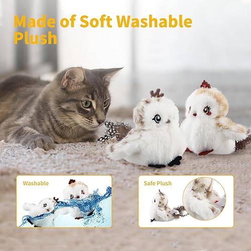 Vista 4 de Gigwi Juguetes interactivos para gatos de interior, juguetes de hierba gatera que aletean y gorjean para el ejercicio de gatos, juguete automático