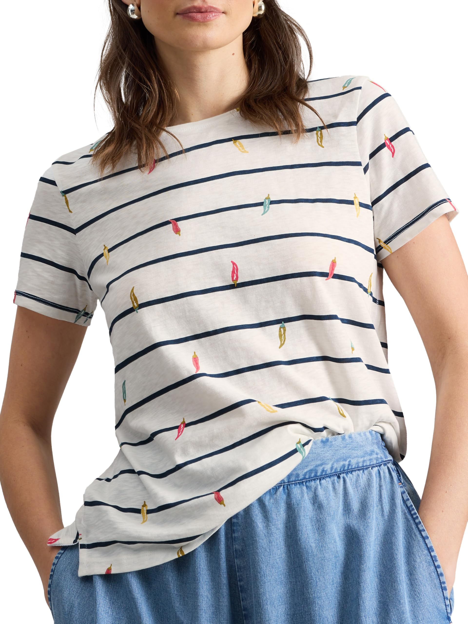 White Stuff Women's Abbie T-Shirt (Pack of 1), Ivory Mlt, 10