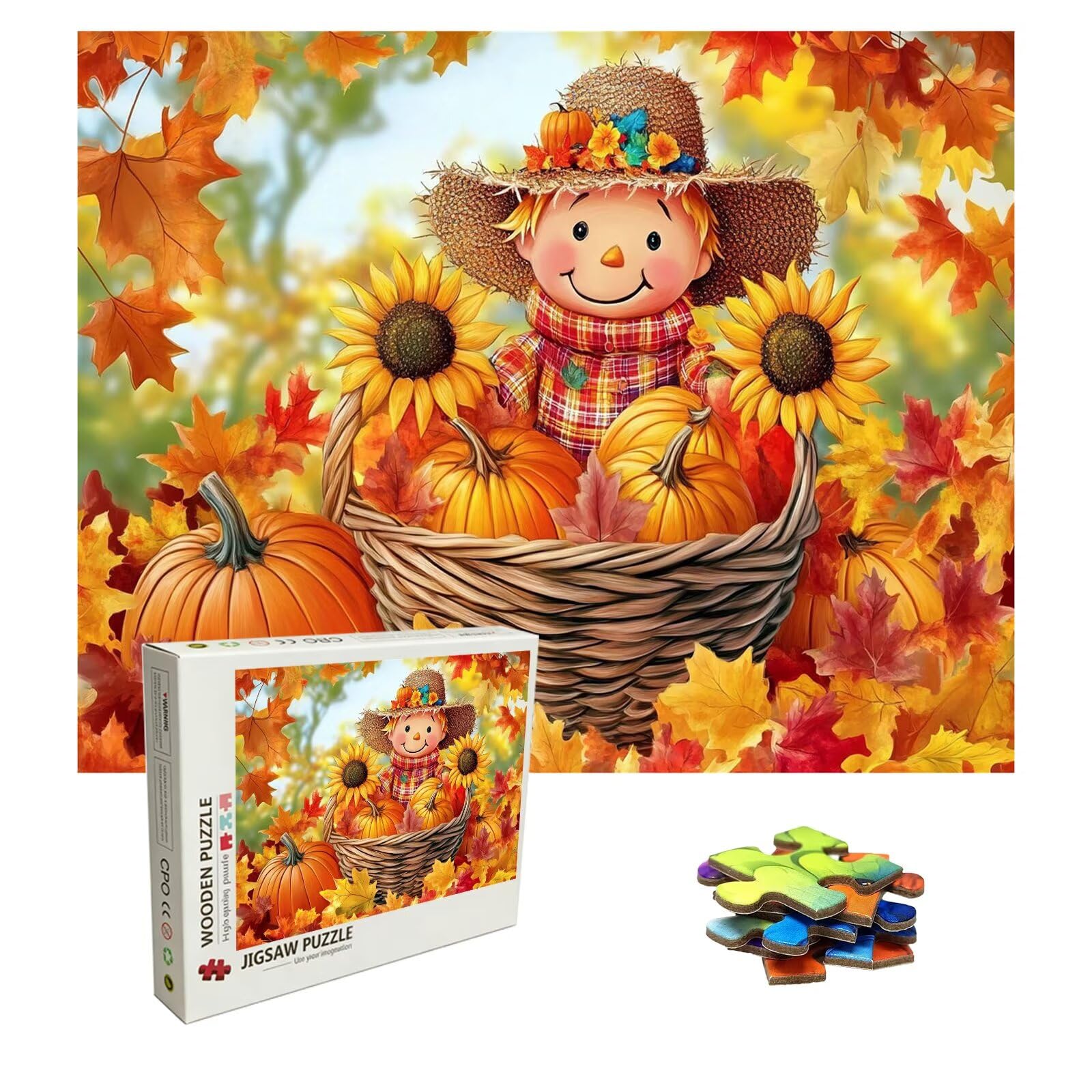 Jesienne puzzle 1500 elementów, trudne puzzle, drewniane puzzle dla całej rodziny, zestaw "zrób to sam", dla dorosłych, nadają się jako dekoracja ścienna i prezenty dla kobiet, temat: dynia 8p-703