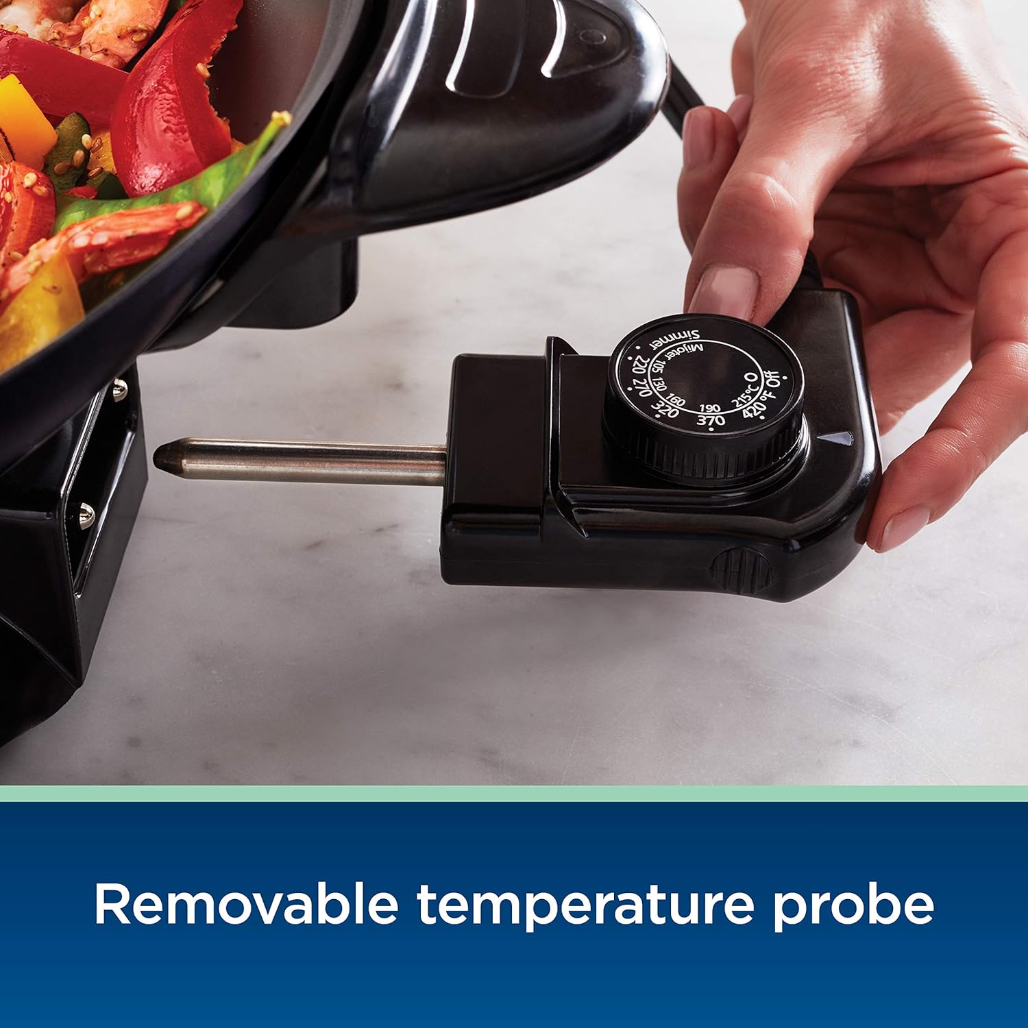 Oster 2124087 DiamondForce Wok eléctrico de 47 cuartos de galón color negro Yaxa Store