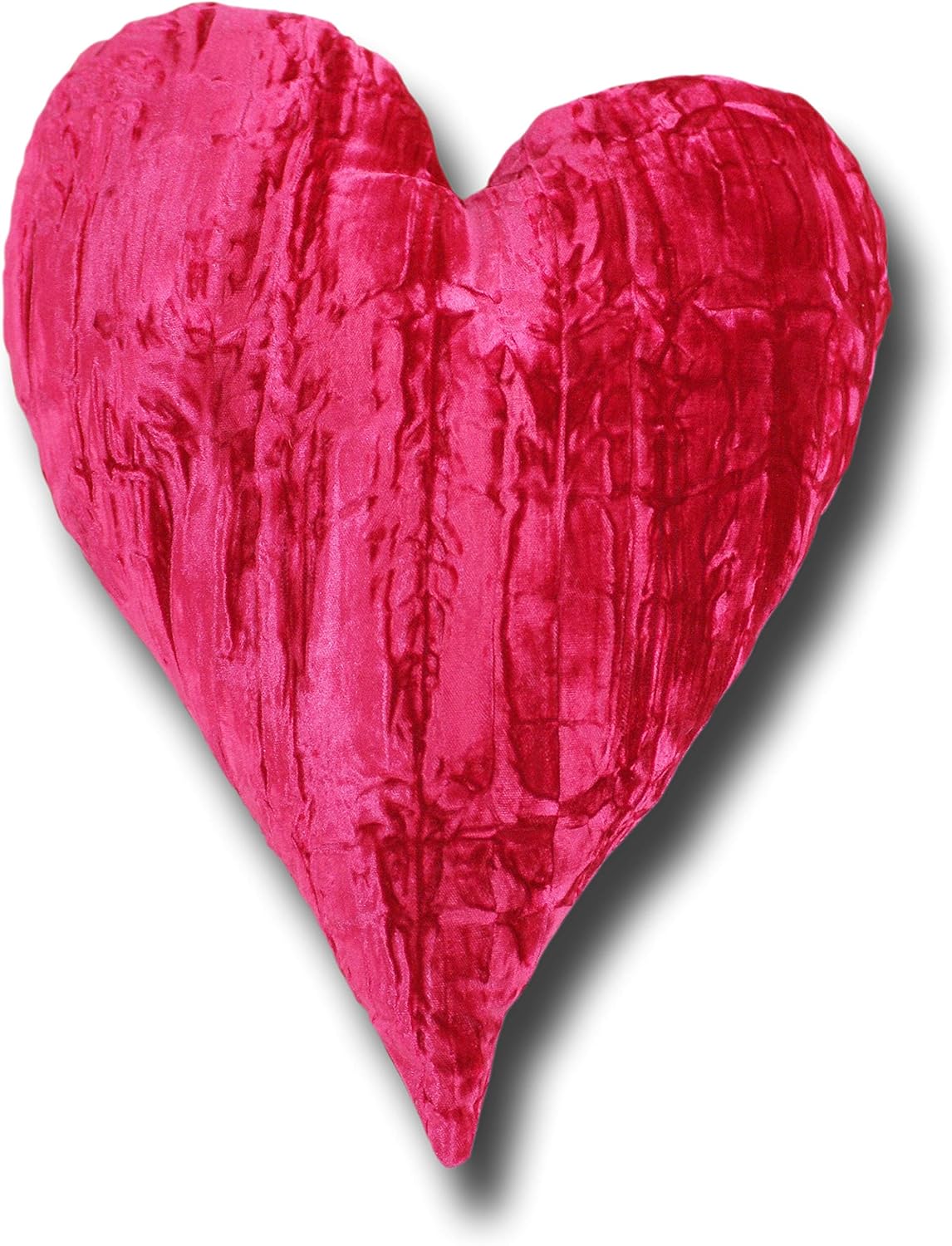 Handmade 18" Heart Throw Pillow - Colorful Crushed Velvet - Buckwheat Hull Filled - Unscented - Ivory