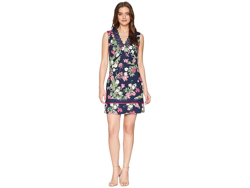

Laundry by Shelli Segal Printed Pique V-Neck Sleeveless Dress (Midnight) Women's Dress