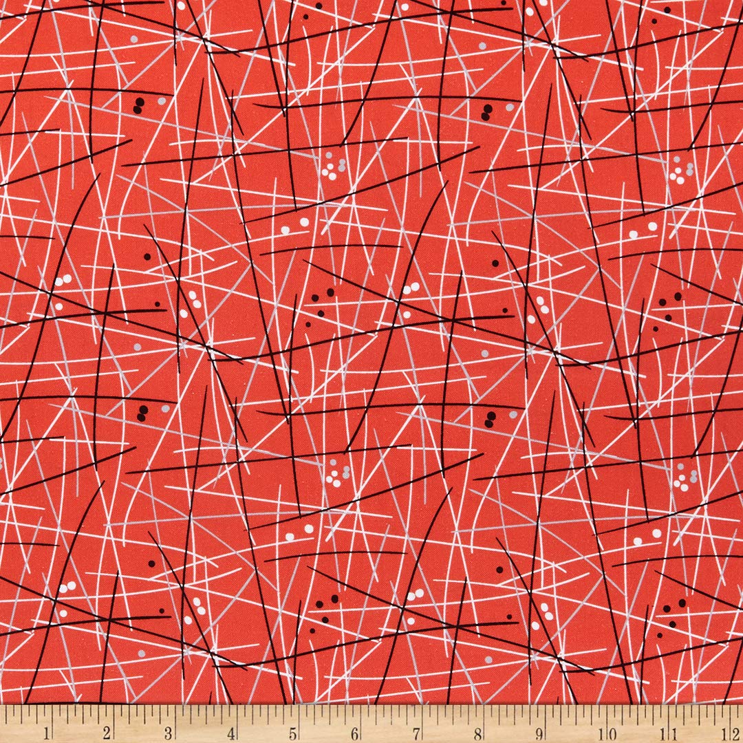 Michael Miller Kitschy Cocktails Swizzle Stick Fabric, Cotton, Red, Yard
