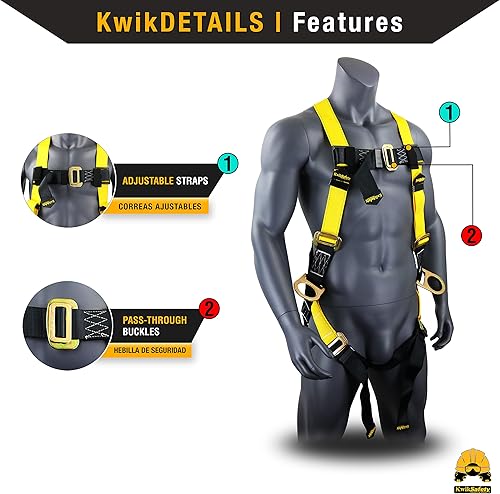 Miniatura 3 de KwikSafety  Familia rattler, incluye 2 paquetes, 4 paquetes, combo, kit  Cordón de seguridad de una sola pierna con amortiguador interno, anclaje de