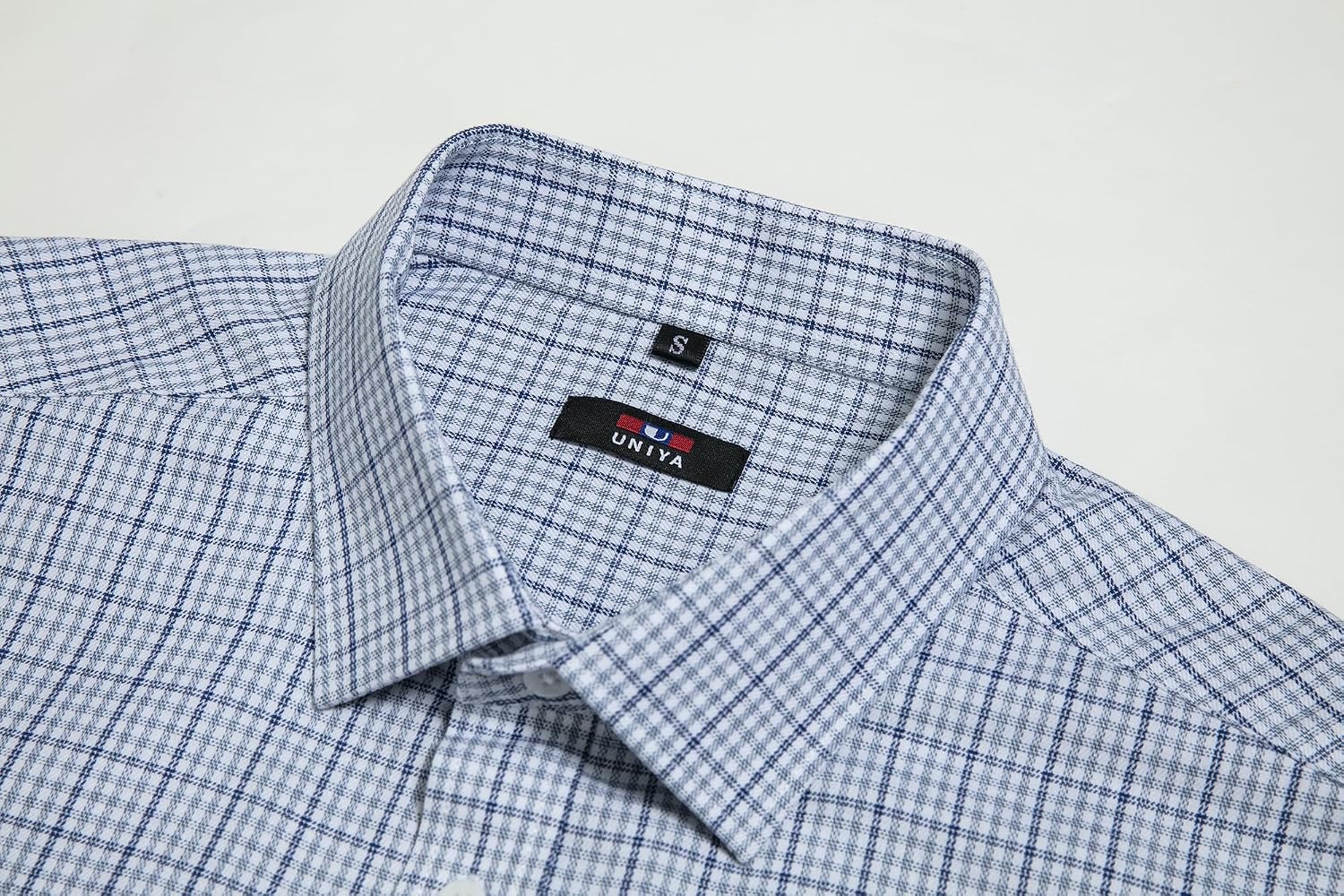 UNIYA Button Down Shirt Men Shirt Dress Long Sleeve Mens Long Sleeve Button Down Shirts Blue Plaid image 3