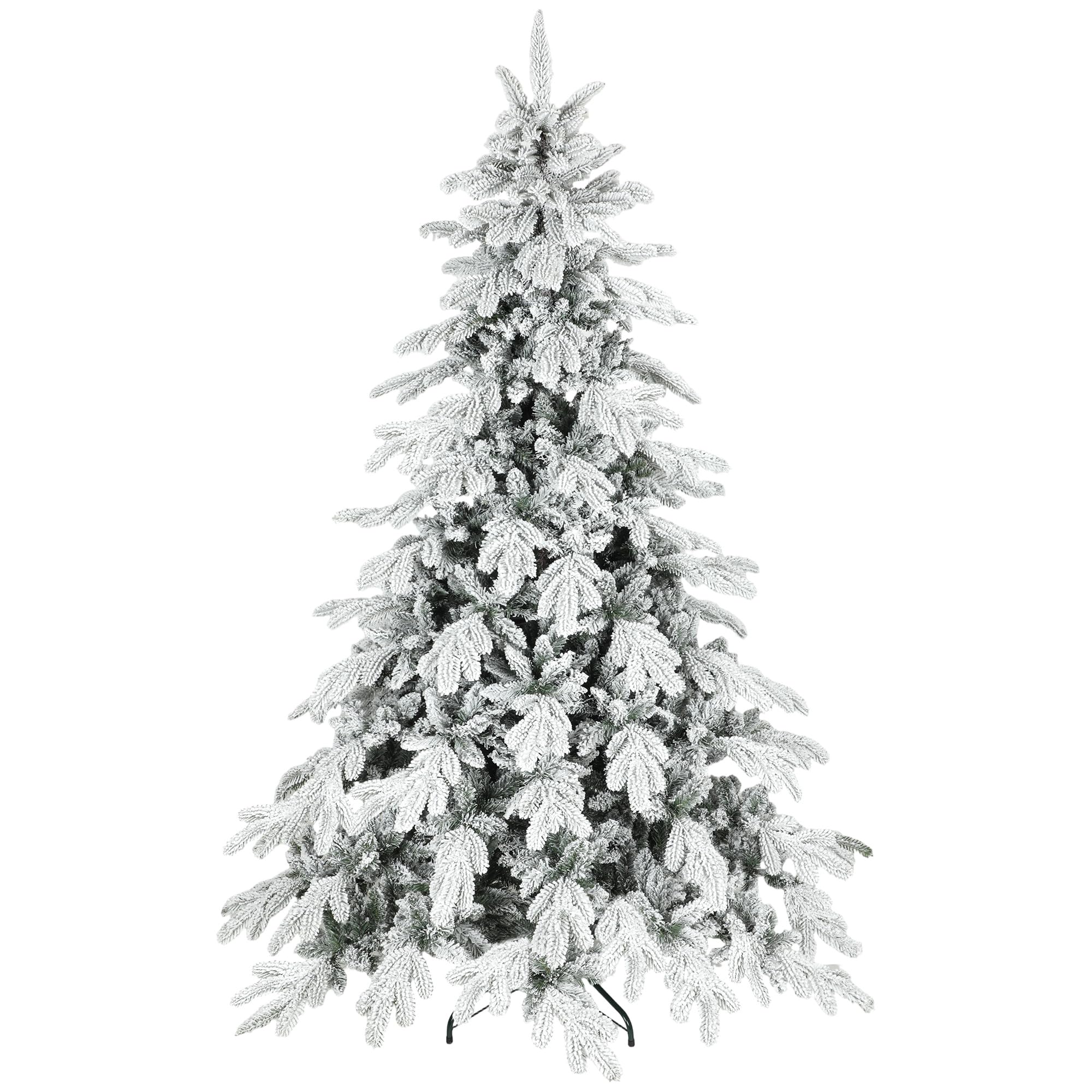 HOMCOM Christmas Tree with Flocked Realistic Tips, Hinged Xmas Tree | Size: 7ft