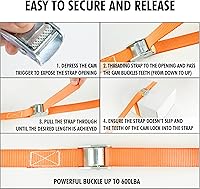 Vista 4 de Correas de Cartman para amarre, de 1 pulgada x 12 pies, de hasta 600 libras, 10 unidades en bolsa de transporte