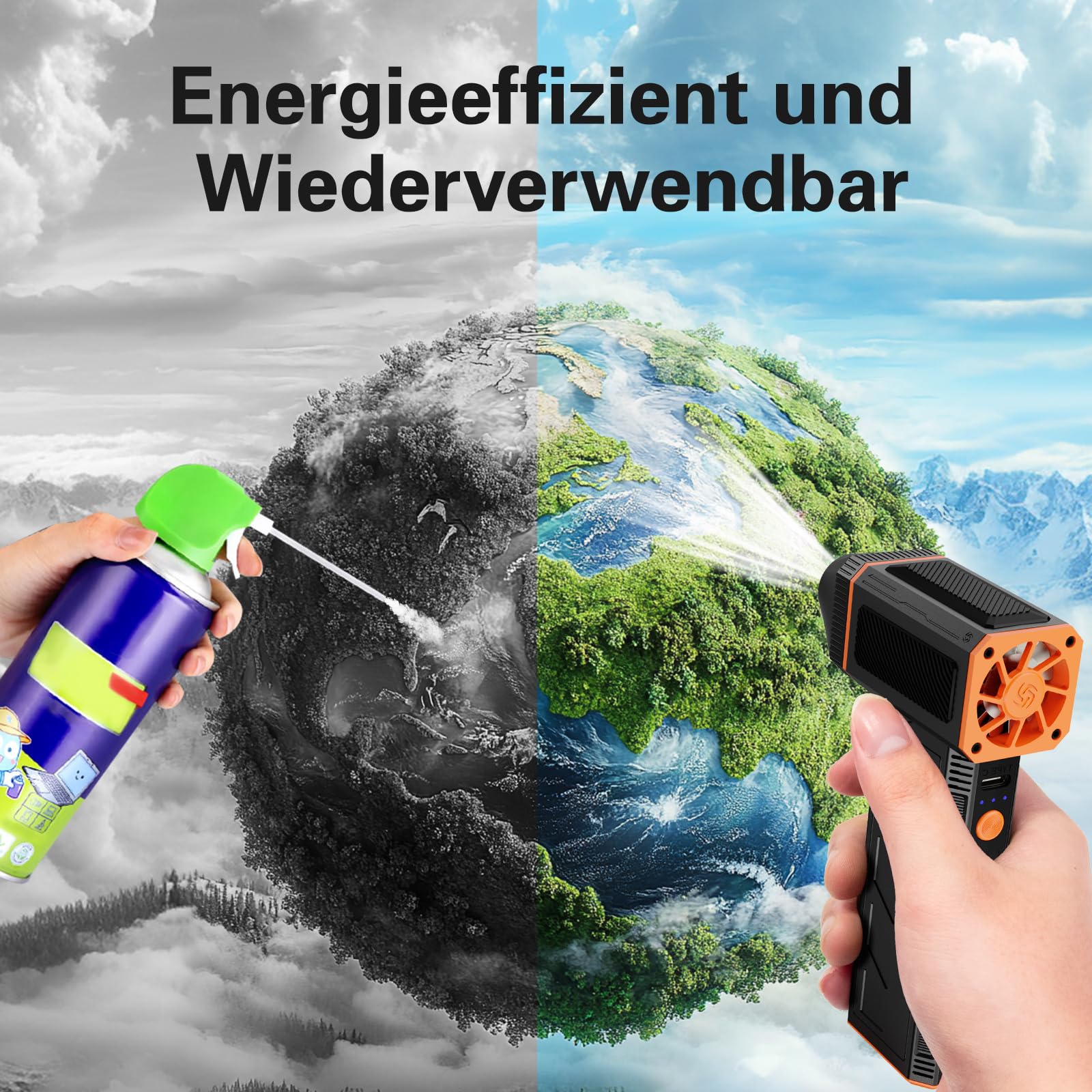 Electric Air Duster Compressed Air 3-Gang 130,000 U/min Elektrischer Staubgebläse Mini-Gebläse mit Akku Super Power Turbo Bläser für Computer Tastatur Haus Outdoor und Auto