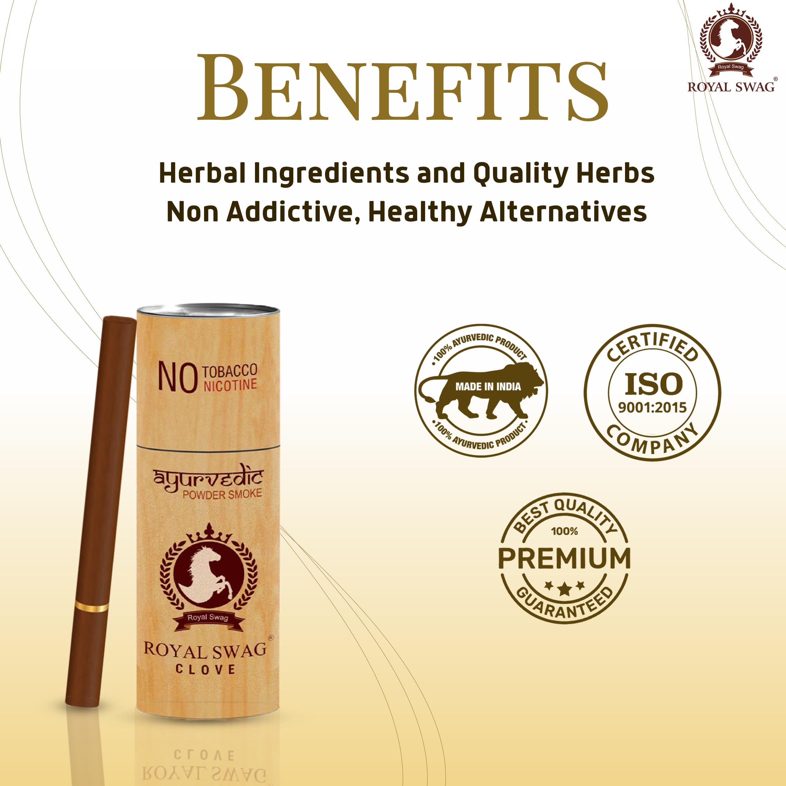 ROYAL SWAG Herbal Cigarettes 100% Tobacco Free and Nicotine Free Clove Crush with Ayurvedic Herbs Flavoured - Pack of 15 Sticks 2