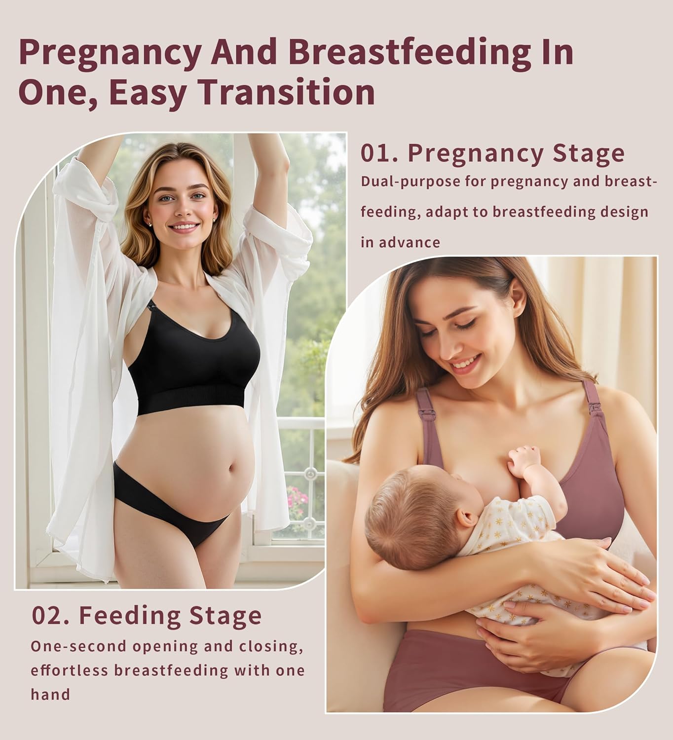 3 Pack Nursing Bras for Breastfeeding, Seamless Maternity Bras for Pregnancy Support Nursing Sports Bra for Yoga - Image 4