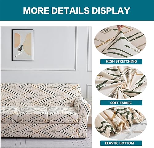 Miniatura 2 de KRFOONN Fundas de sofá de 4 piezas para sofá de 3 cojines, funda elástica para sofá biplaza con 3 fundas de cojín individuales, fundas protectoras