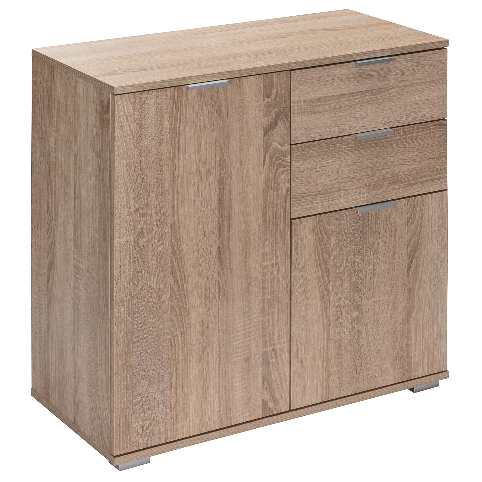 Casaria Buffet chêne 71x74x35cm Commode Meuble de Rangement Alba avec 2 Portes 2 tiroirs pour Salon Salle à Manger intérieur