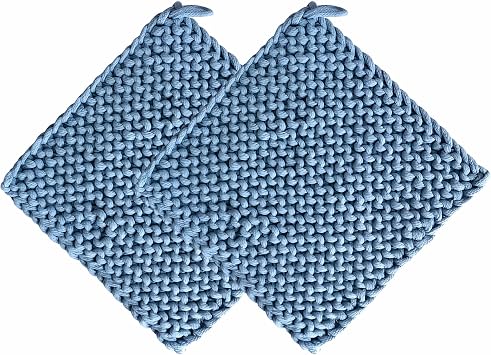 Eiyye Thick Crocheted Pot Holders Handmade Hot Pads Crocheted Trivets for Kitchen hot Dishes2-Pack Blue