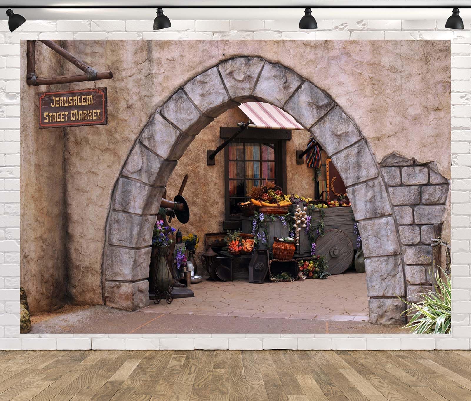 BELECO 3x2.5m Telo sfondo strada mercato Gerusalemme | Via città antica Gerusalemme arco sfondo fotografico decorazione festa tema Israele cabina foto studio