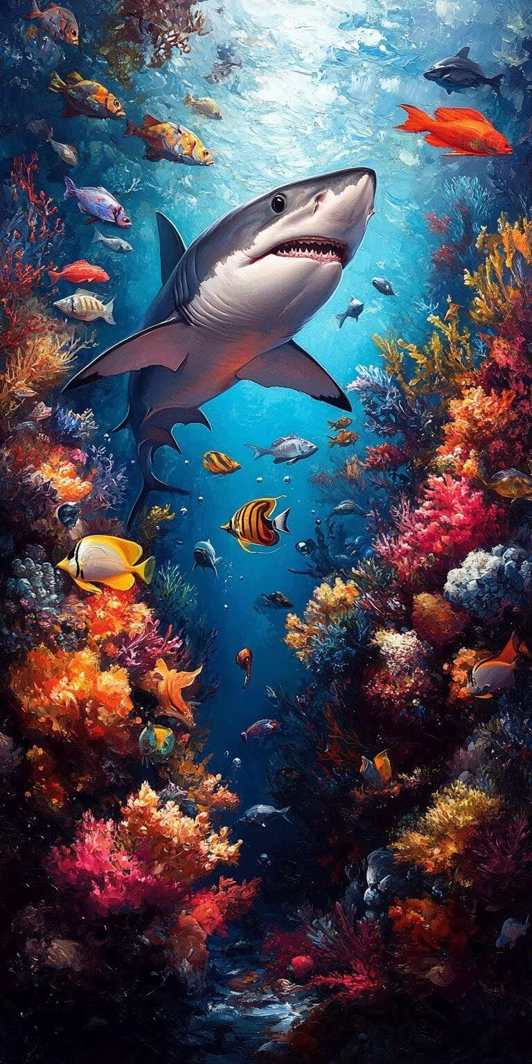 Malowanie numerami Dorosłych Rekiny Farba według numerów 60 x 120 cm x 357