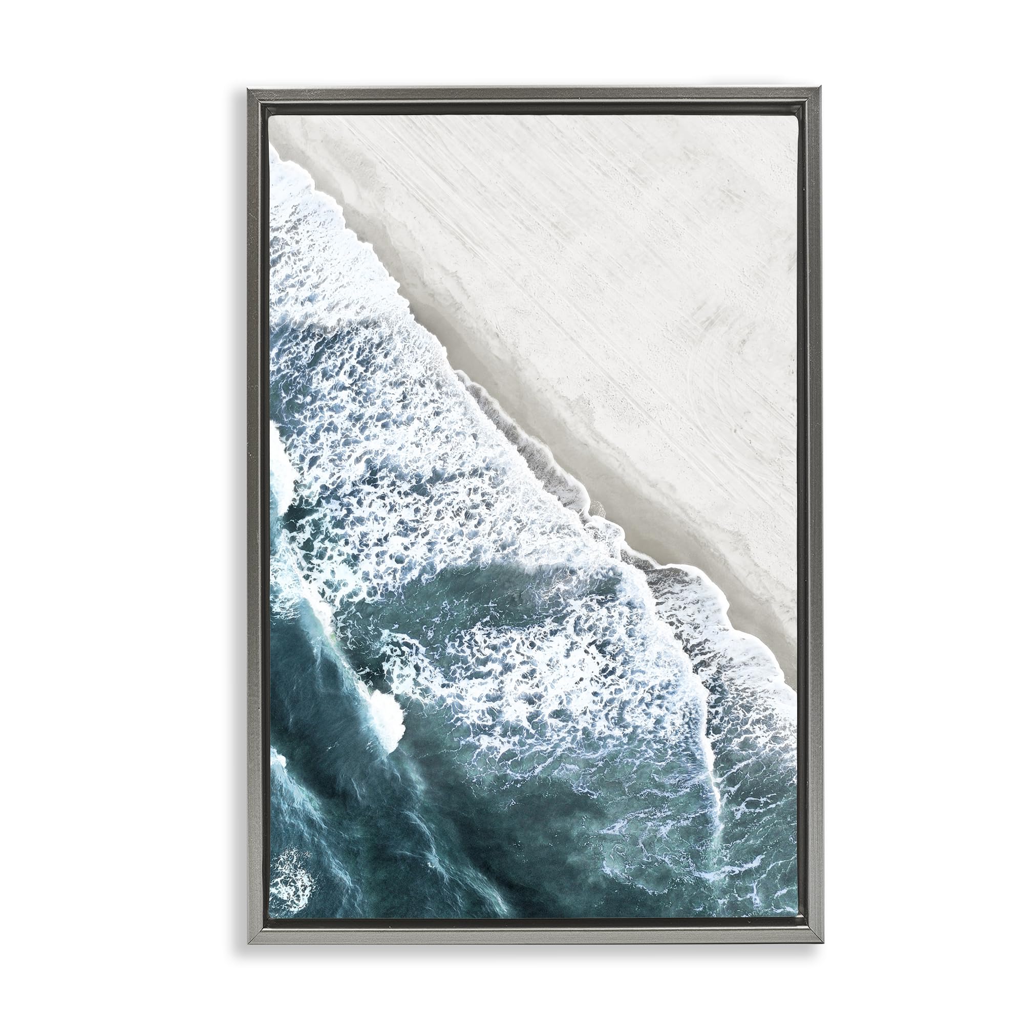 Stupell Industries Luster Gray (Matte) 'Corolla Beach Breezy Shoreline'| Floating Frame Canvas Art