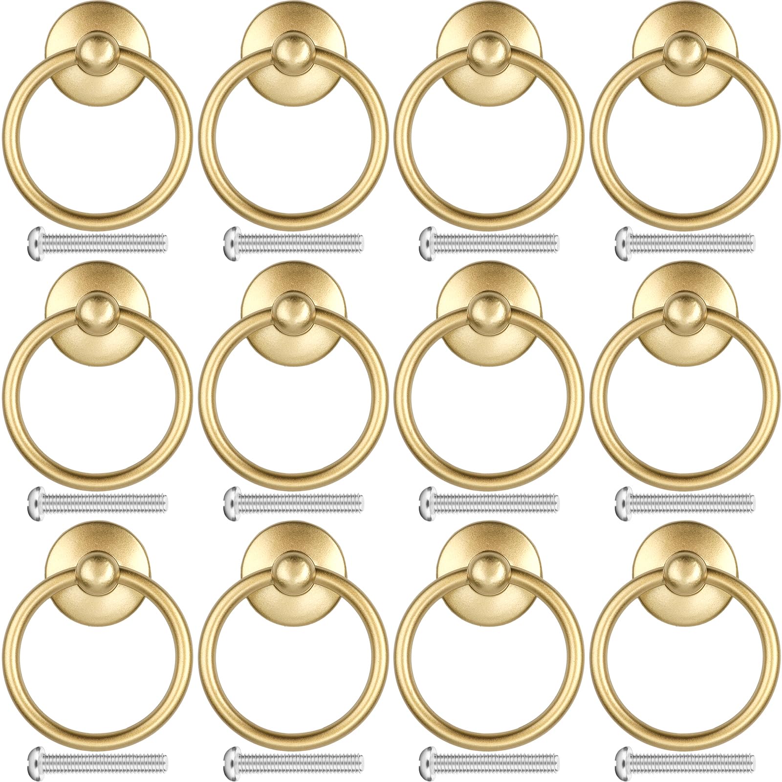 Roellgs 12PCS Vintage Drawer Handles, Retro Ring Drawer Knobs, Kitchen Cabinet Cupboard Door Ring Pull Handles