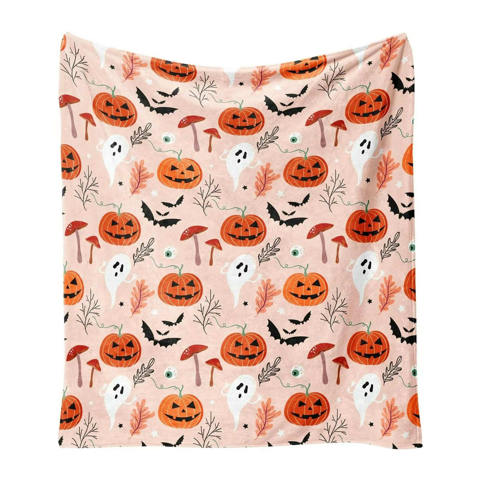 Koc Halloween różowa dynia duch grzyb polar jesień Święto Dziękczynienia dom wiejski prezenty dla kobiet narzuta koc - zielony-100 x 120 cm