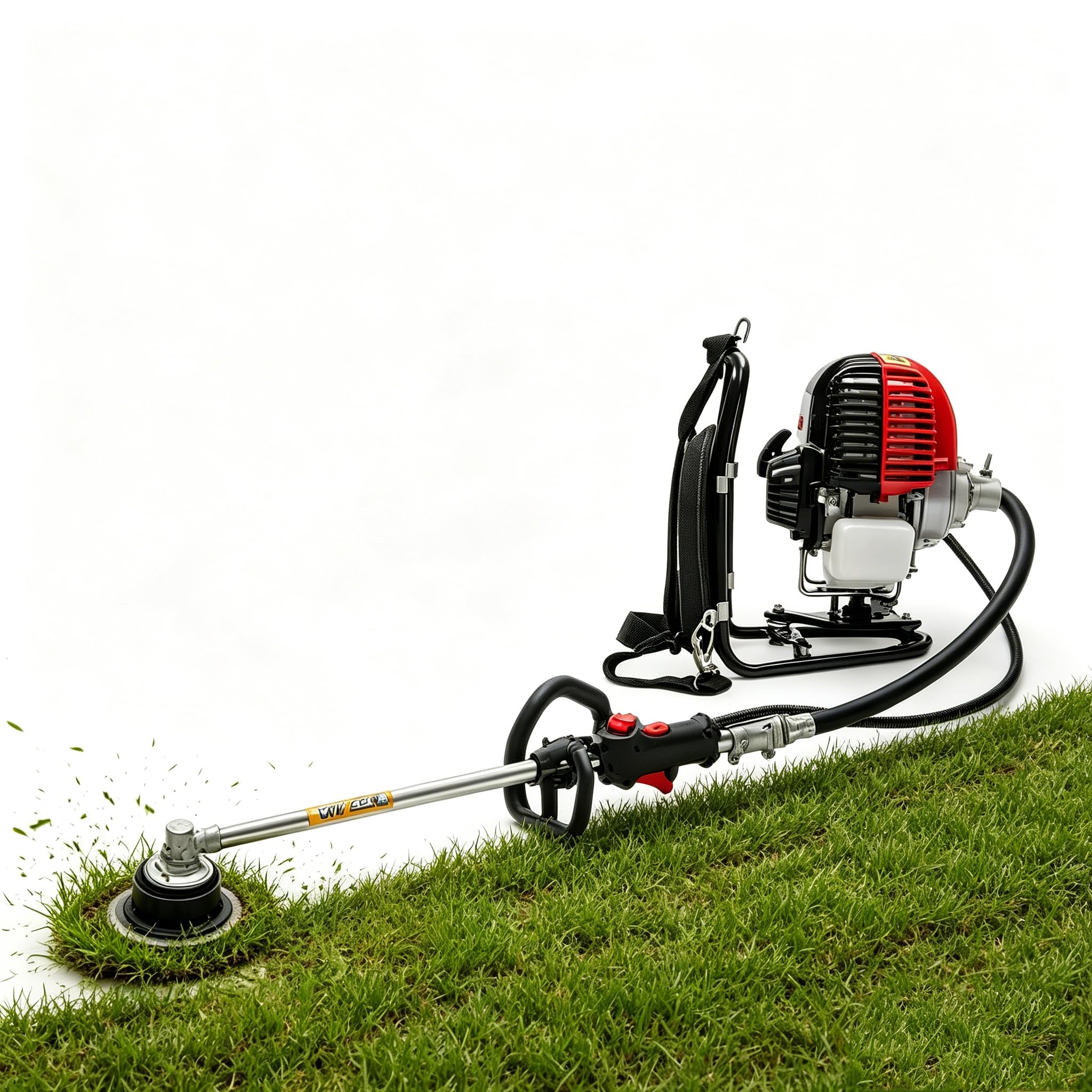 Cortacésped de 650 ml, con motor de gasolina, enfriado por aire, cortacésped con polo de 153 cm, cortadora de espalda de cuatro tiempos, 8500 rpm, mochila y cortacésped de cuatro tiempos