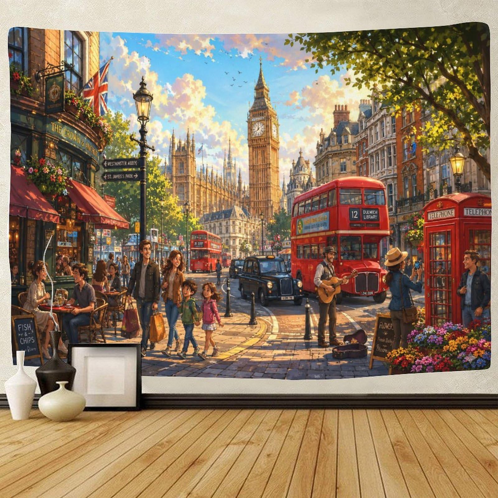 GPMNBCXZK London Big Ben City View Tapestry for Bedroom 3D Print Wall Art Decor Tapestries Poster Home Decoration Bedroom Living Room 100cmx150cm
